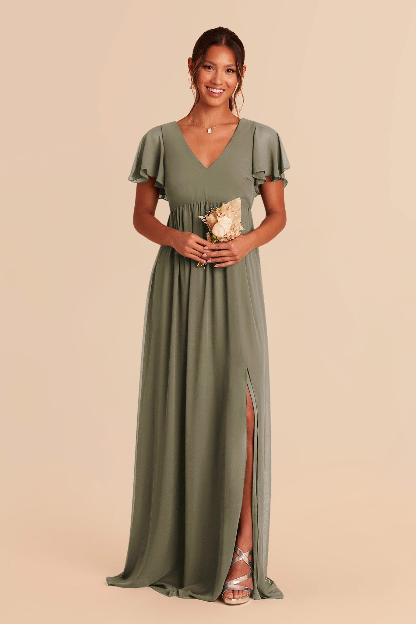 Flutter Sleeve Empire Gown for Maternity | Hannah Dress Thyme