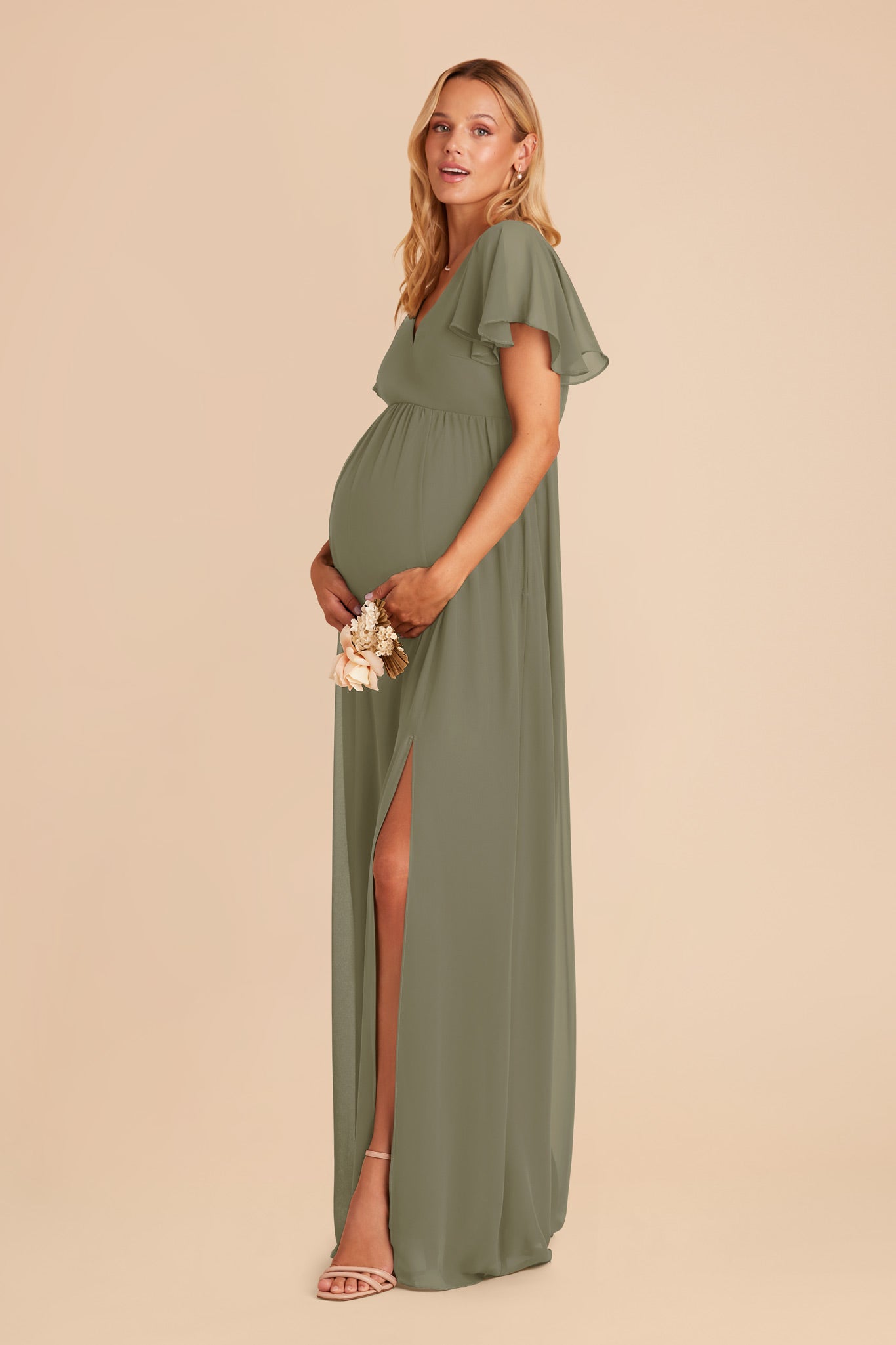 Flutter Sleeve Empire Gown for Maternity | Hannah Dress Thyme