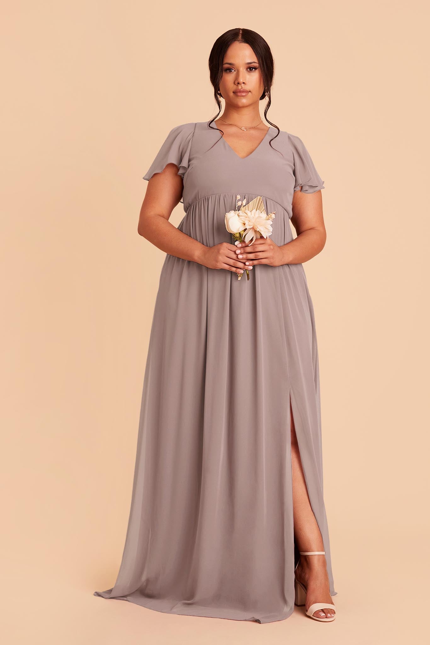 Flutter Sleeve Empire Gown for Maternity | Hannah Dress - Toffee