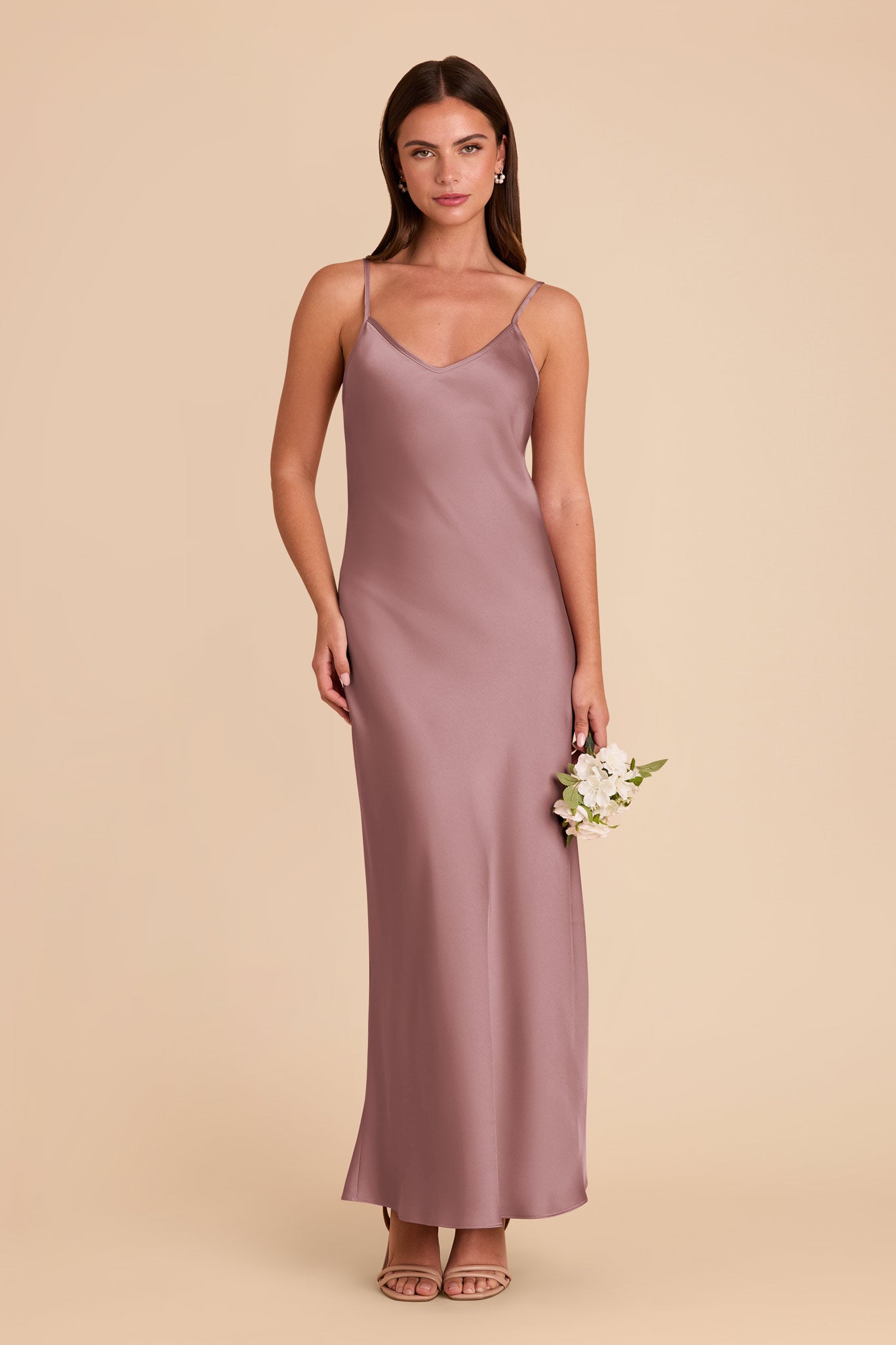 Matte Satin Slip Dress with V-Neck & A-Line Skirt | Alice