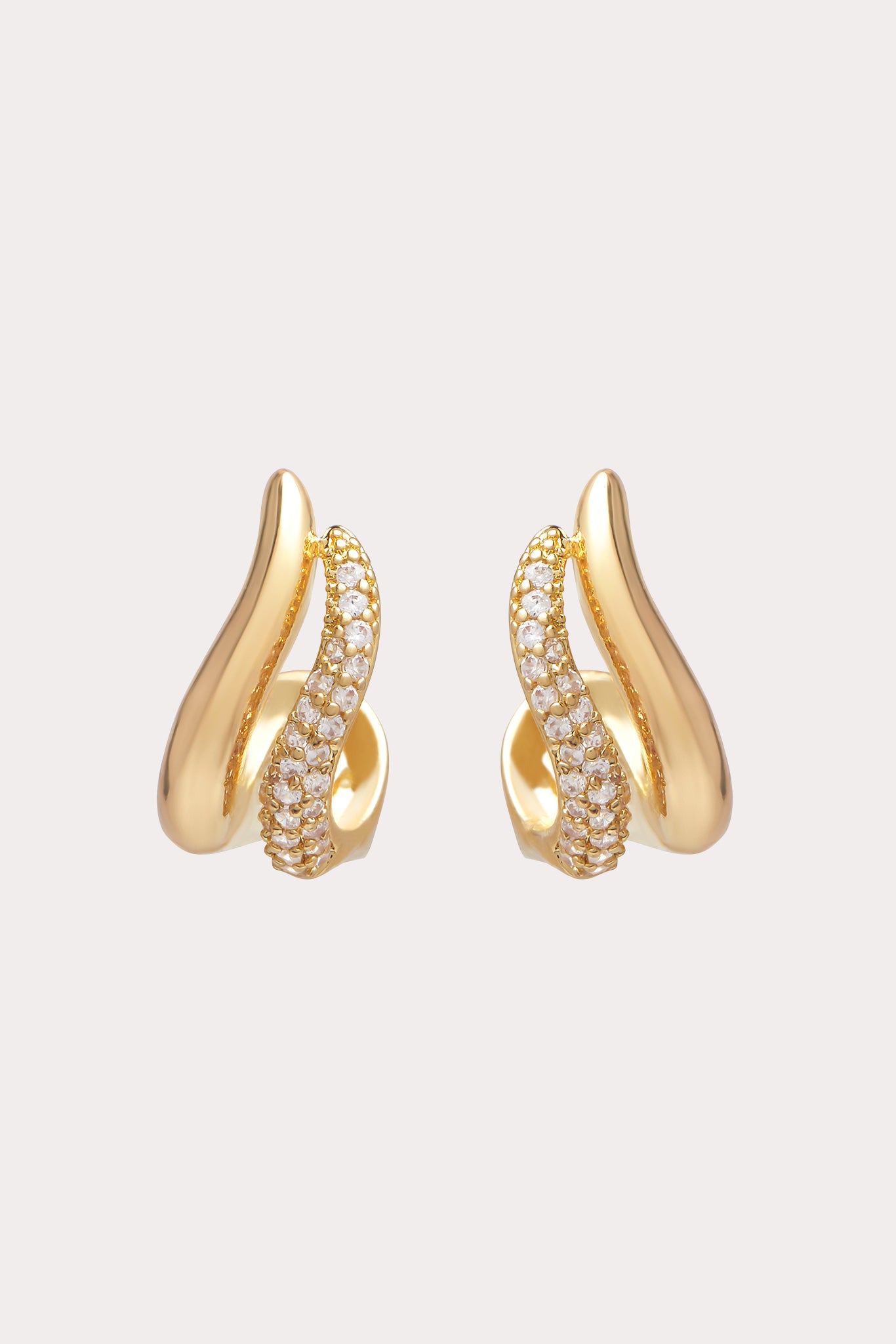 Gold Pave Earrings for Women | Brixton Sculpted Hoops