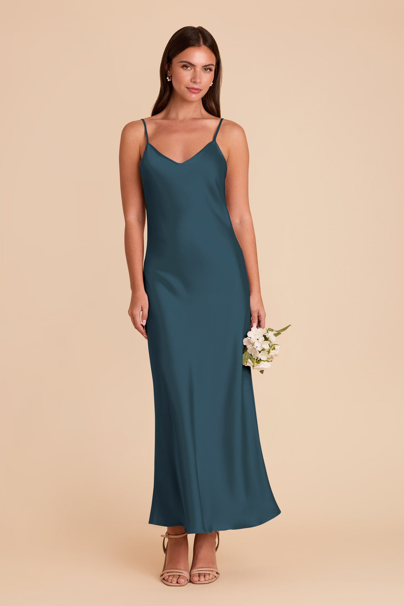 V-Neck Satin Slip Dress with A-Line Skirt | Alice Matte