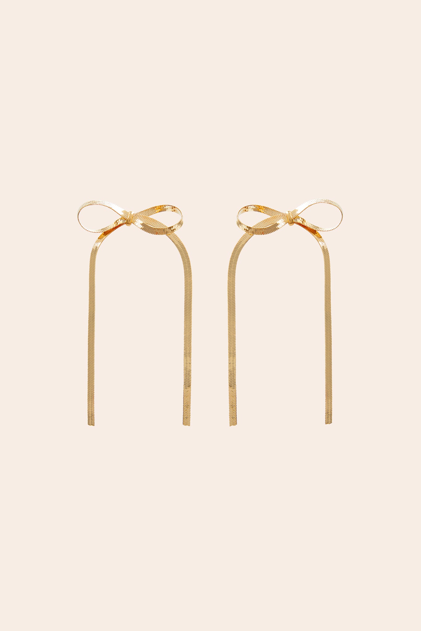 Oversized Bow Earrings in Gold Herringbone Design | Petit Moments