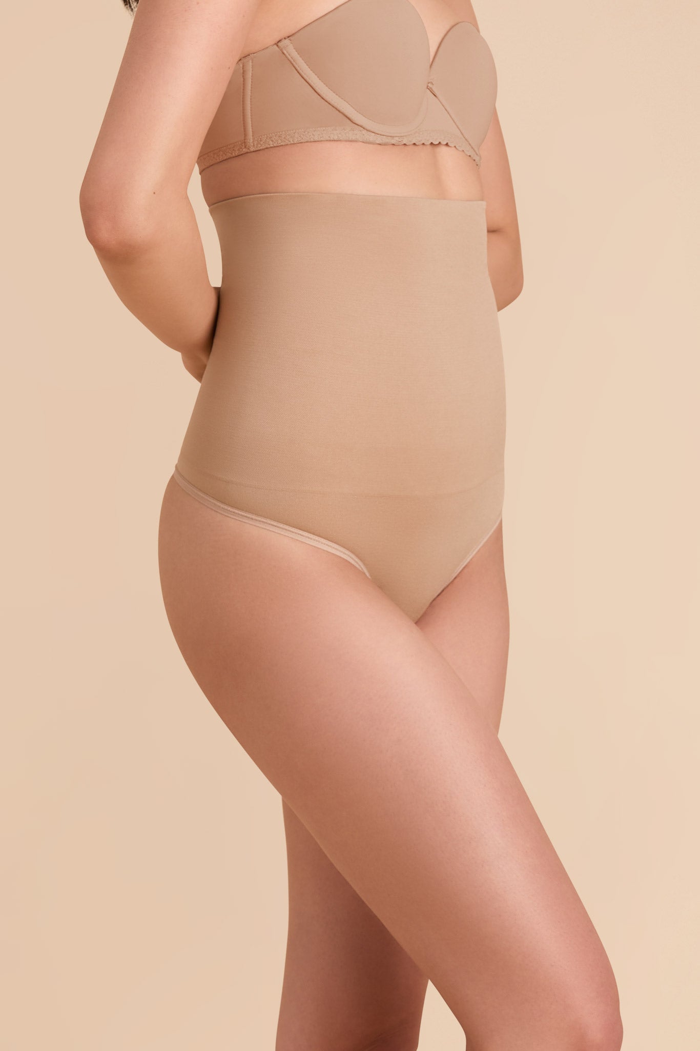 High Waist Thong for Tummy Control & Smoothing | Almond