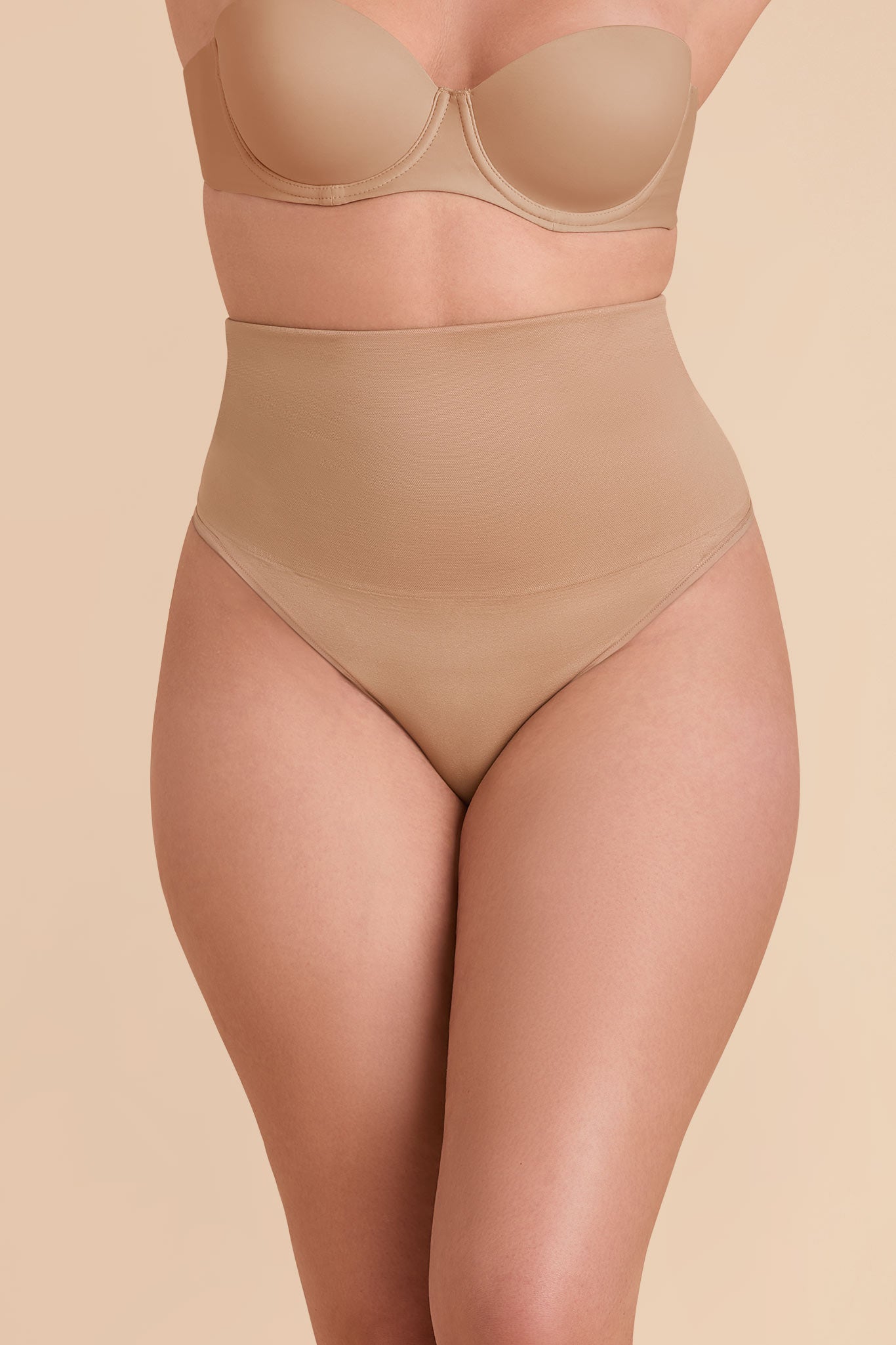 High Waist Thong for Tummy Control & Smoothing | Almond