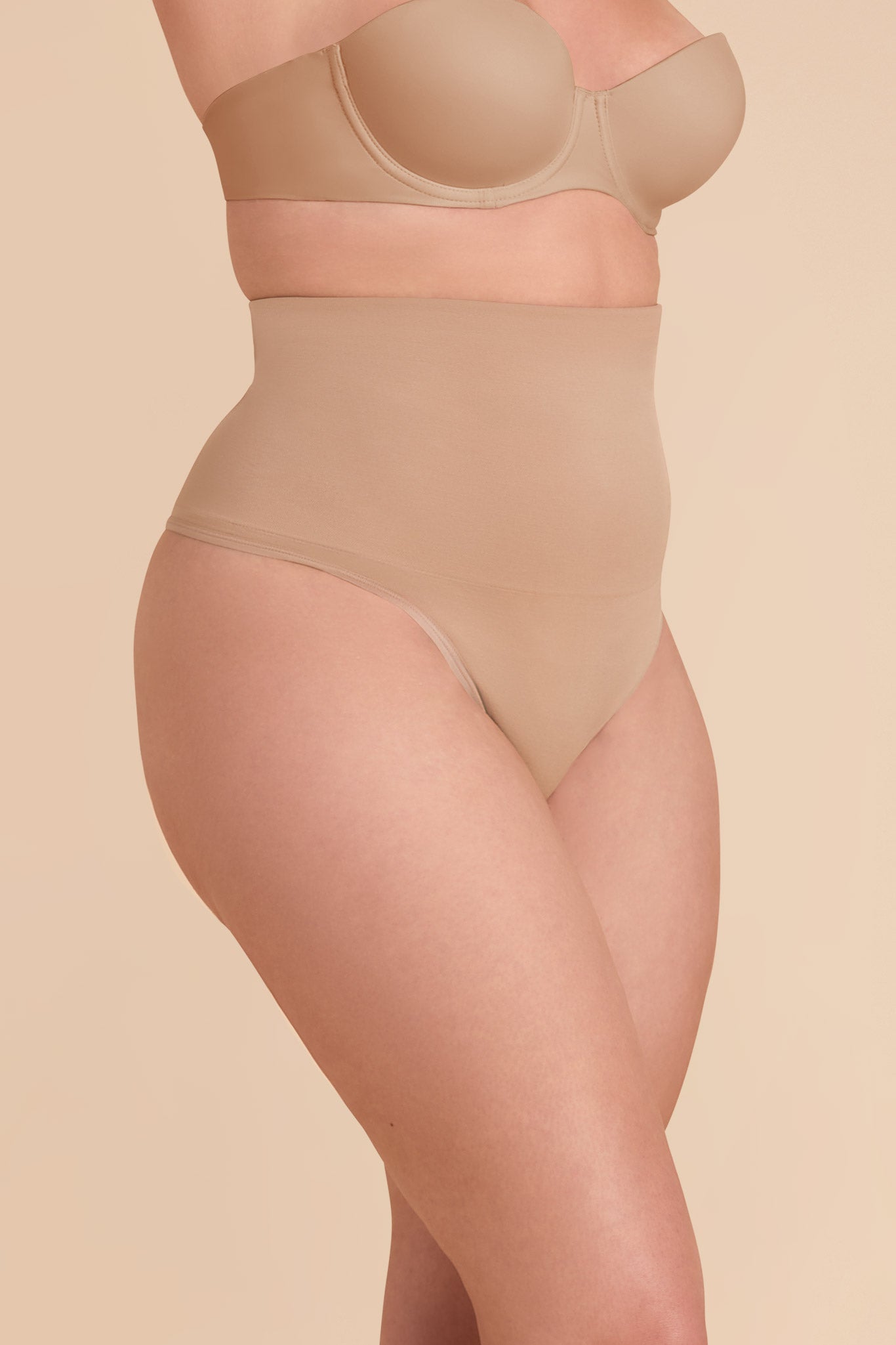 High Waist Thong for Tummy Control & Smoothing | Almond