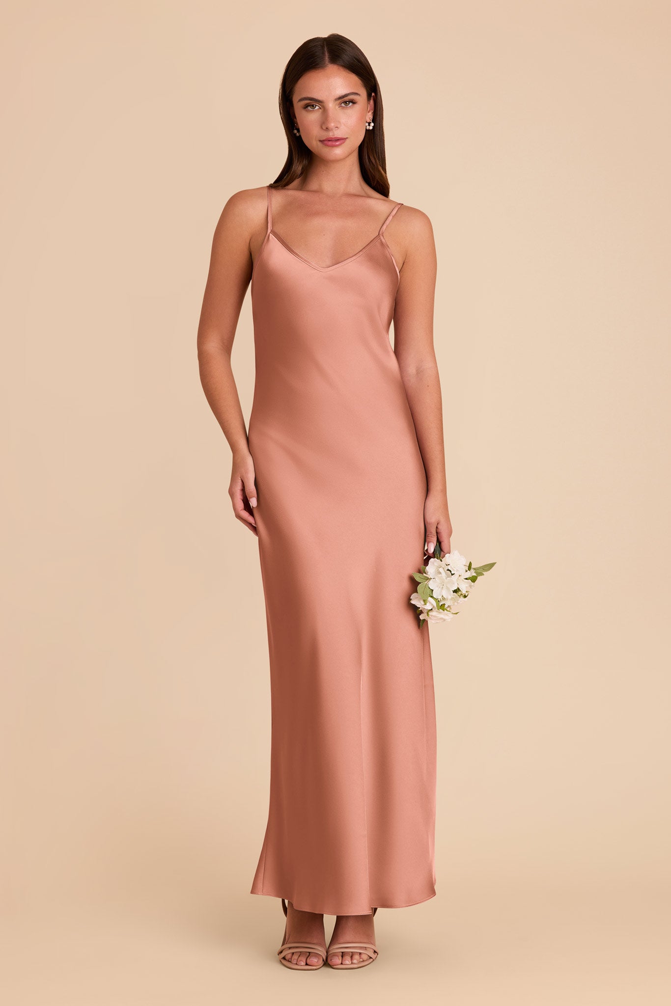 Matte Satin Slip Dress with V-Neck & A-Line Skirt | Alice