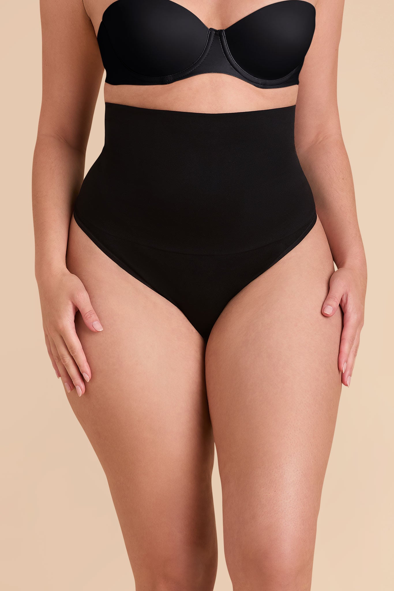 High Waist Thong for Tummy Control & Firm Support | Black