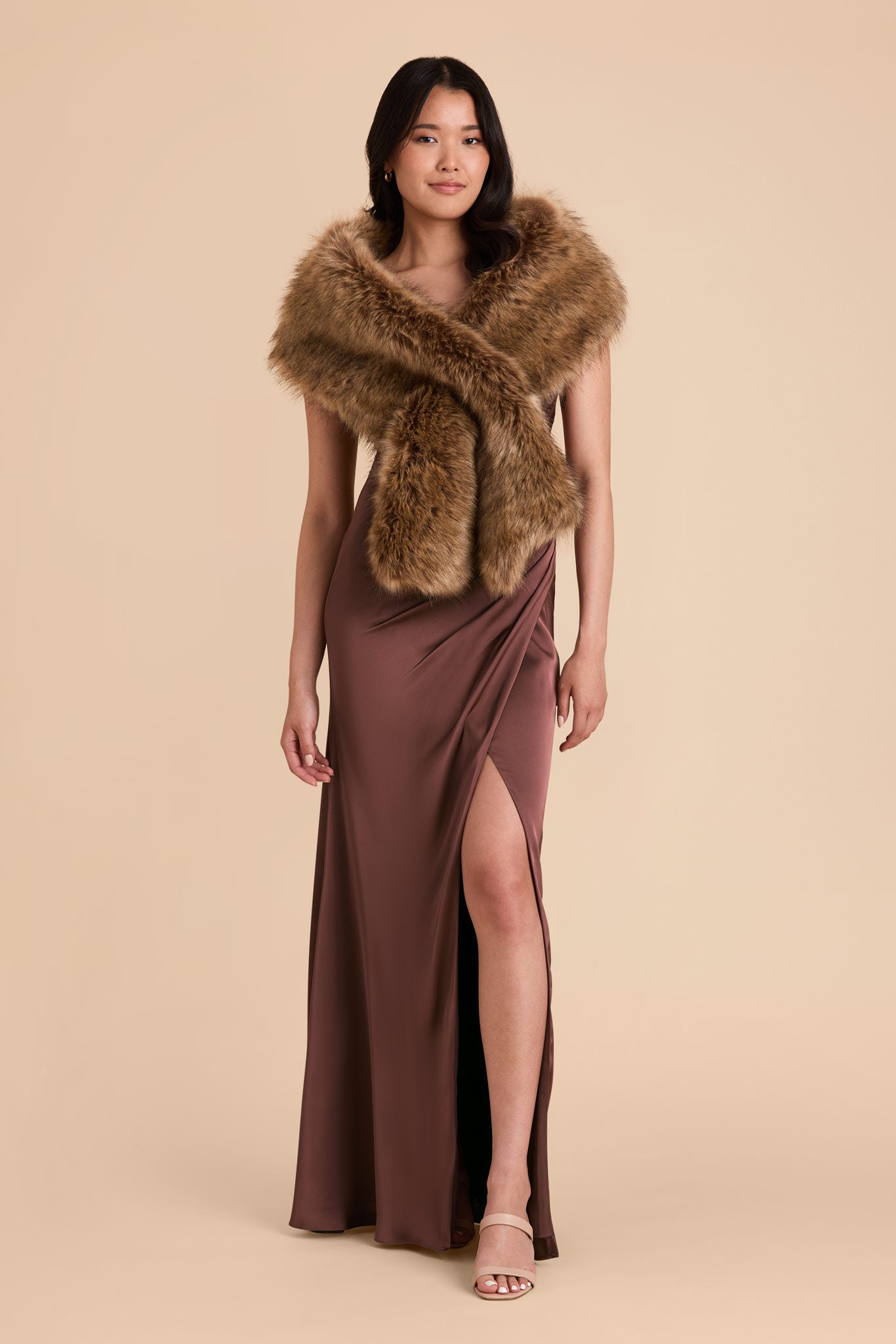 Brown Faux Fur Stole for Winter Weddings | Hudson
