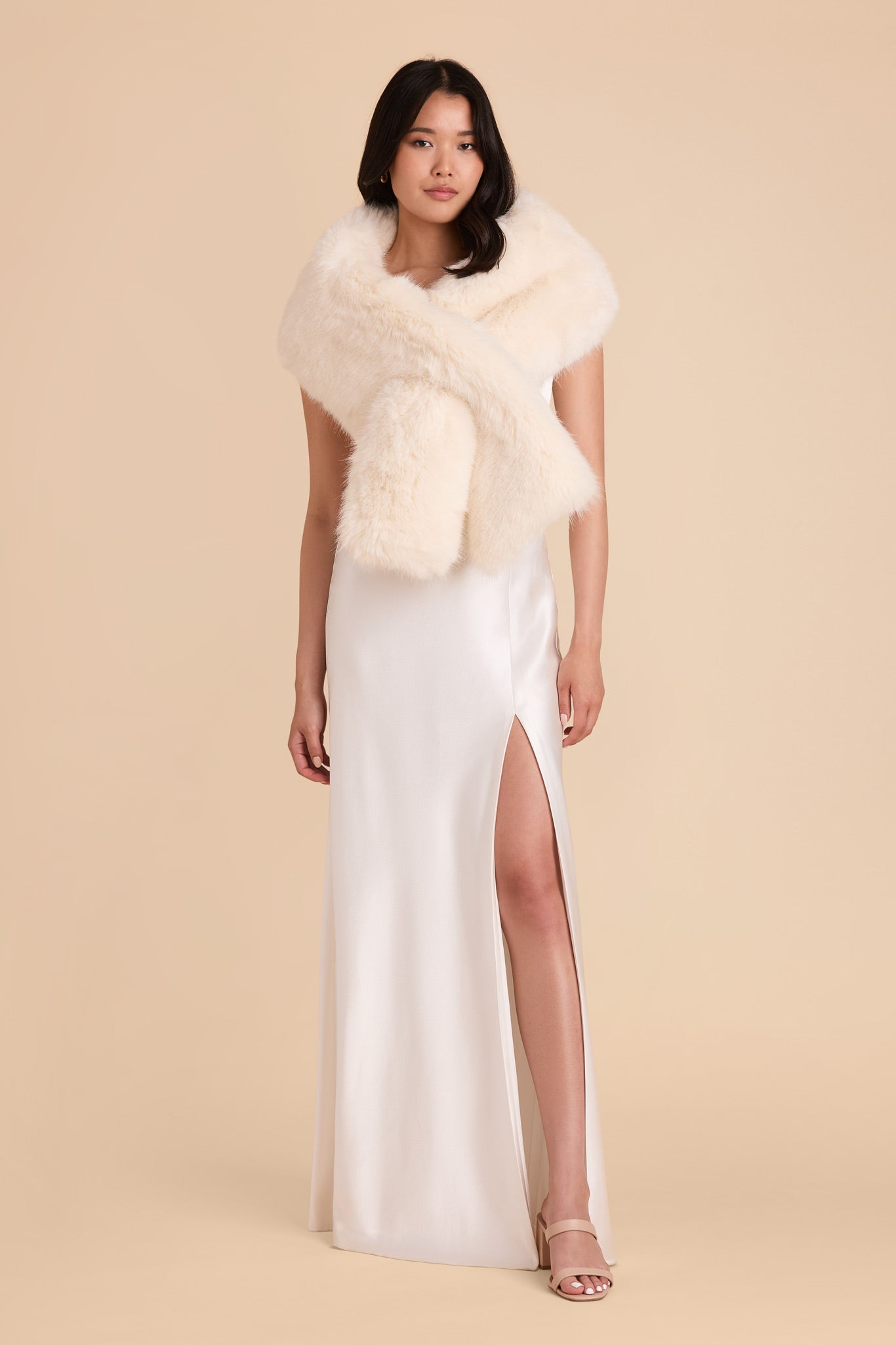White Faux Fur Stole for Winter Weddings | Hudson