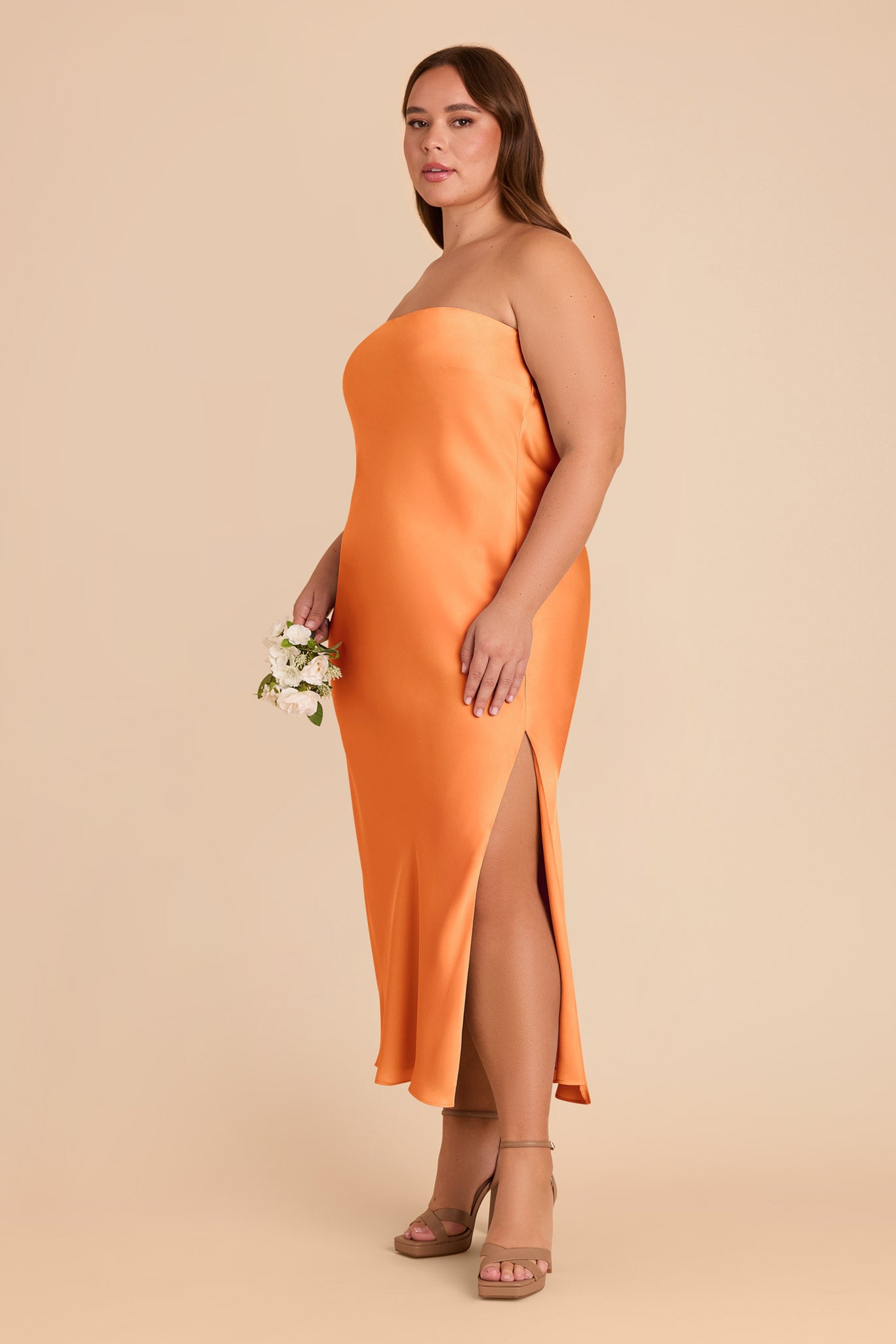 Matte Satin Cowl Back Dress with Removable Straps | Isla