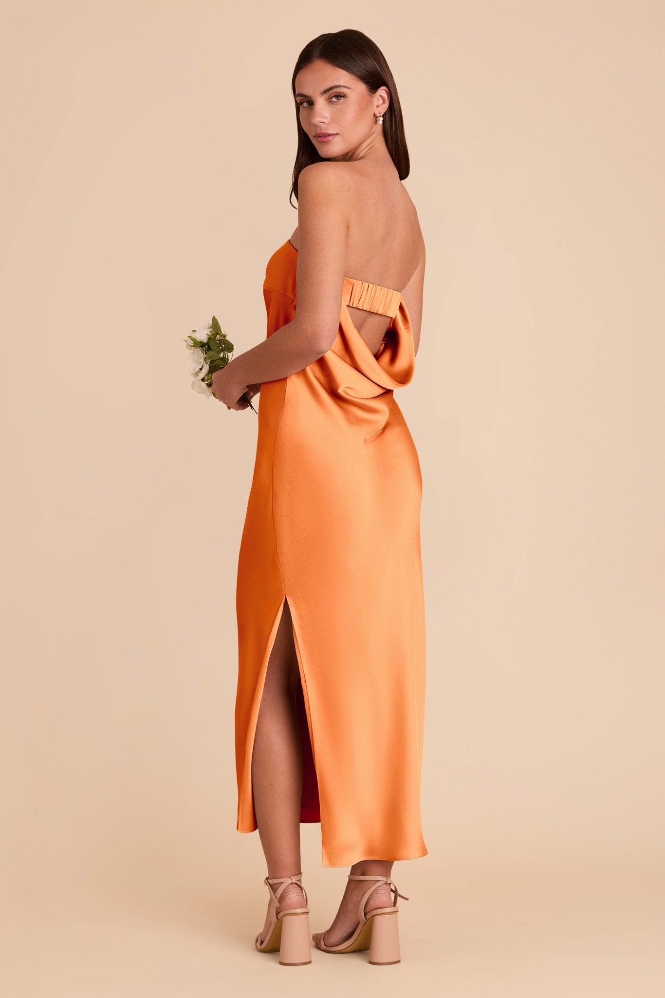 Matte Satin Cowl Back Dress with Removable Straps | Isla