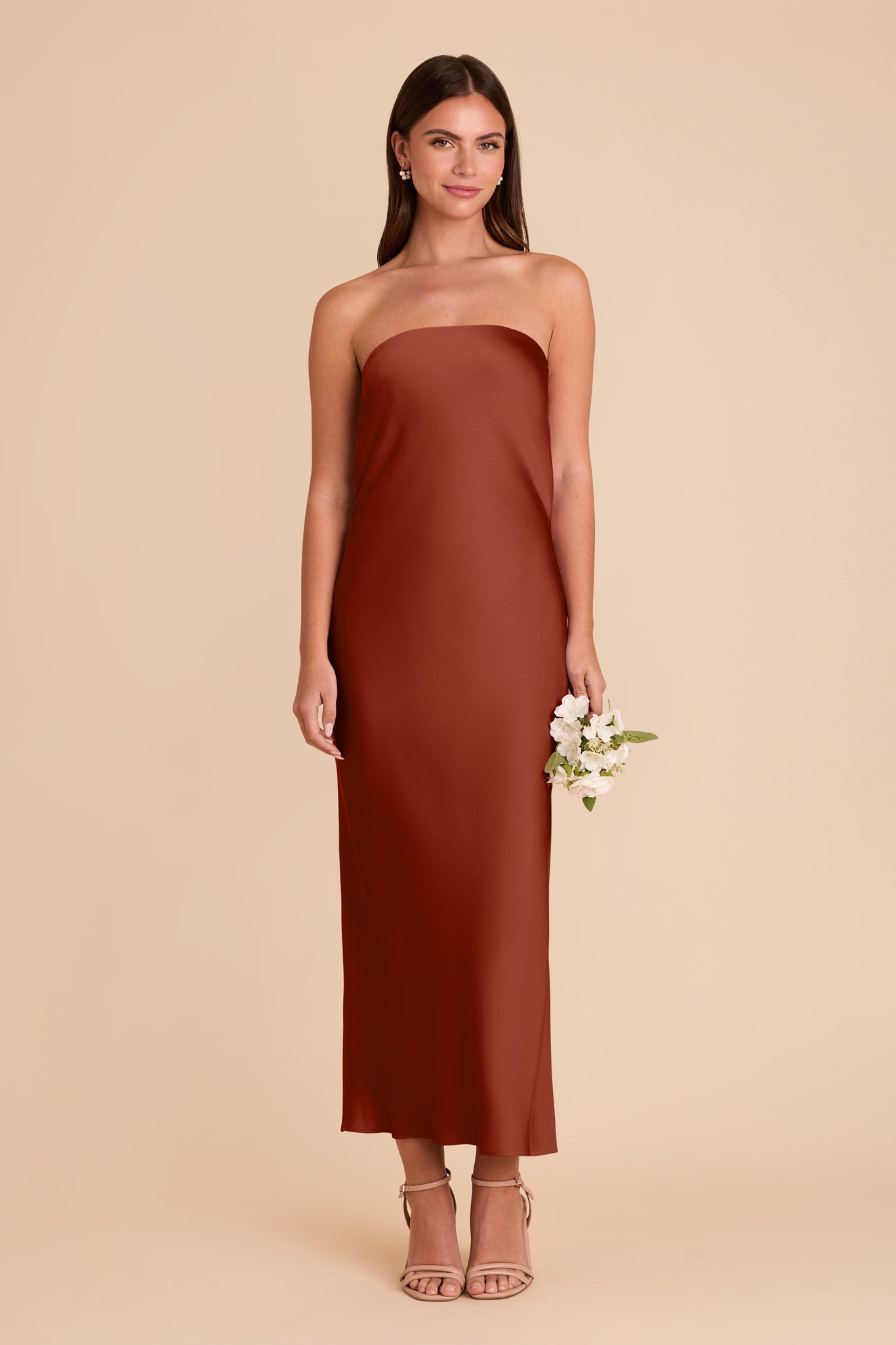 Matte Satin Cowl Back Dress with Removable Straps | Isla Auburn