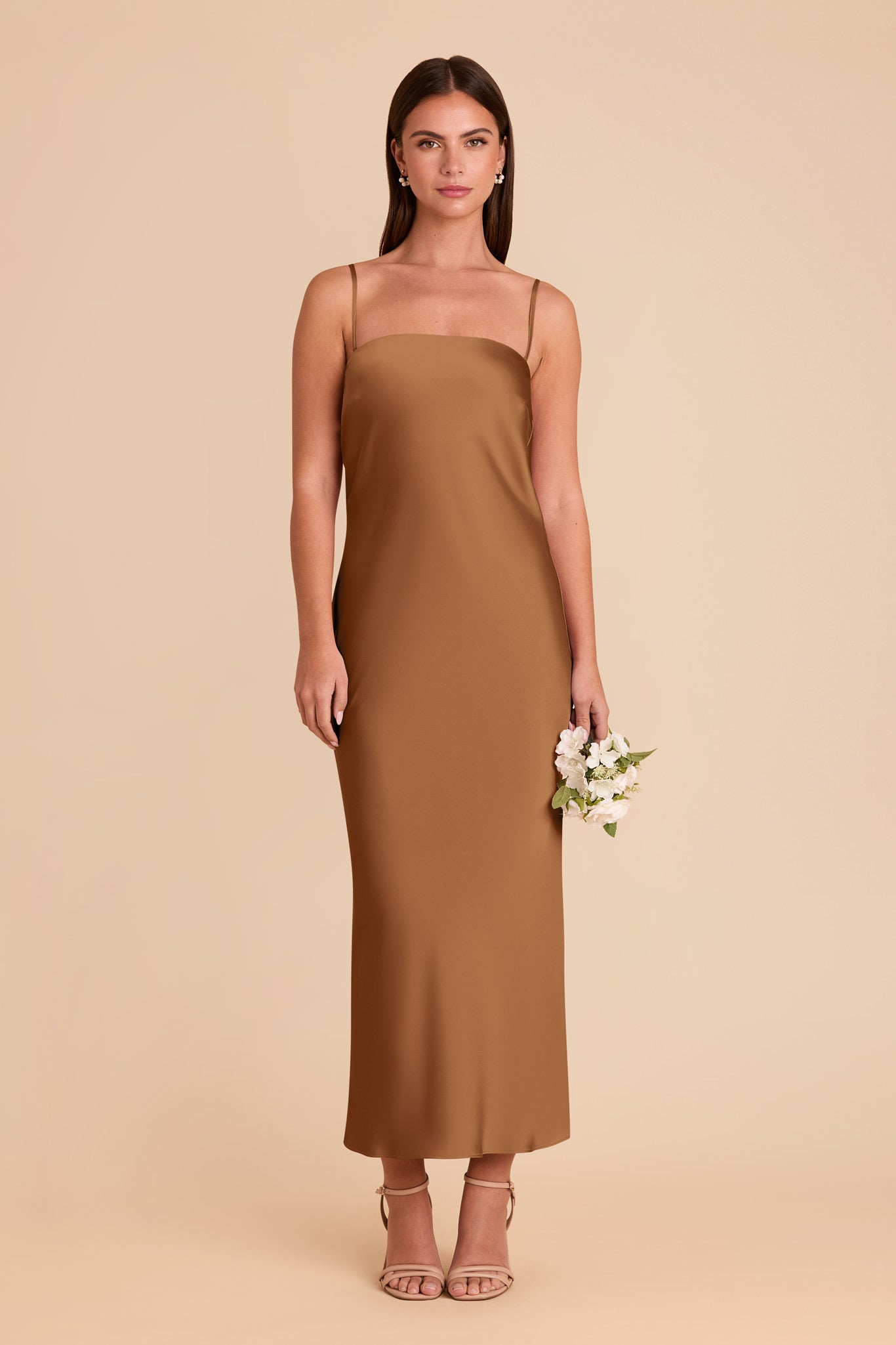 Matte Satin Cowl Back Dress with Removable Straps | Isla