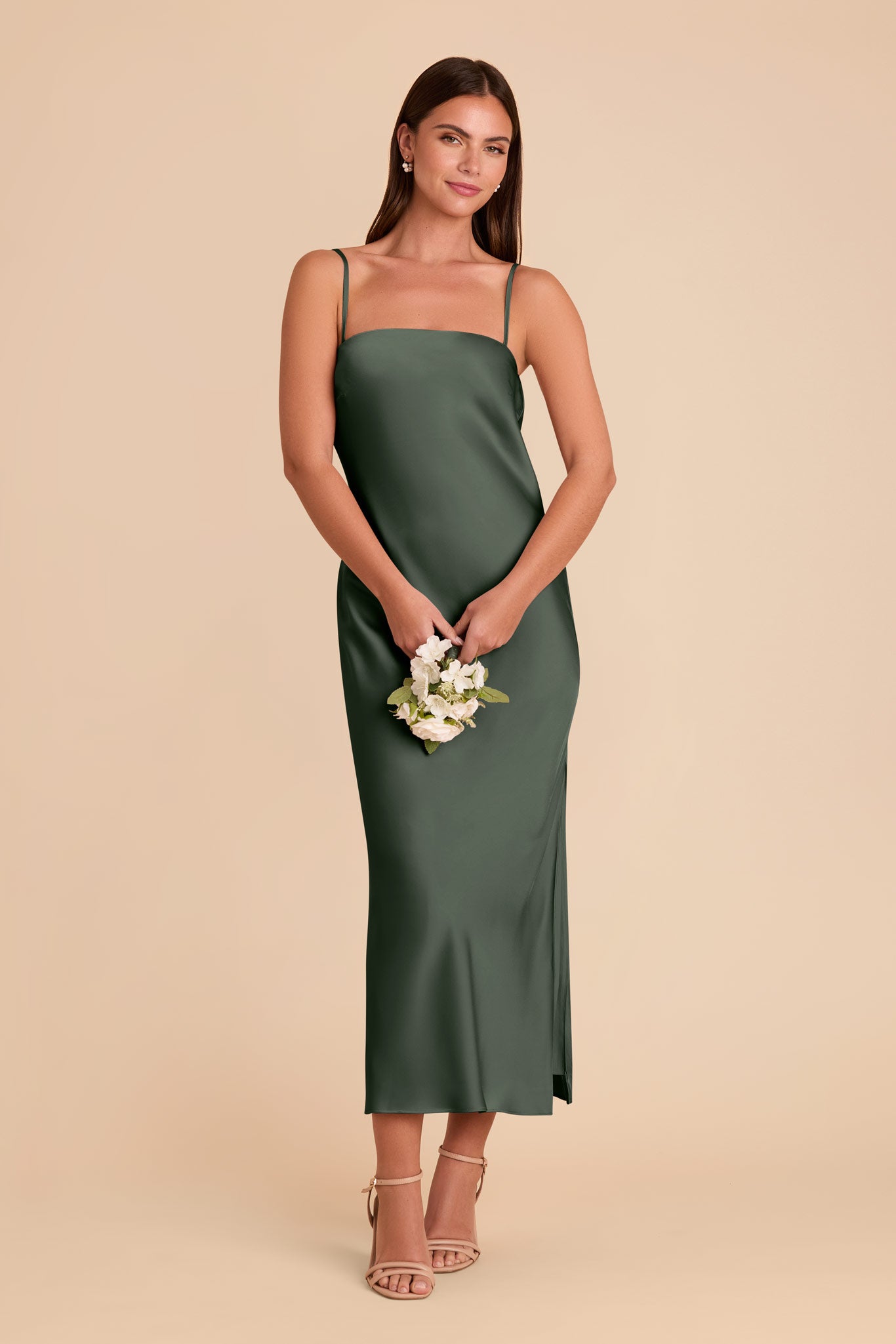 Matte Satin Cowl Back Dress with Removable Straps | Isla