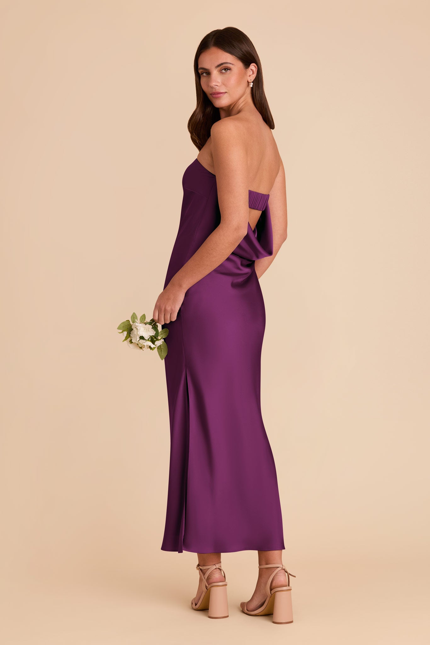 Matte Satin Cowl Back Dress with Removable Straps | Isla Fig
