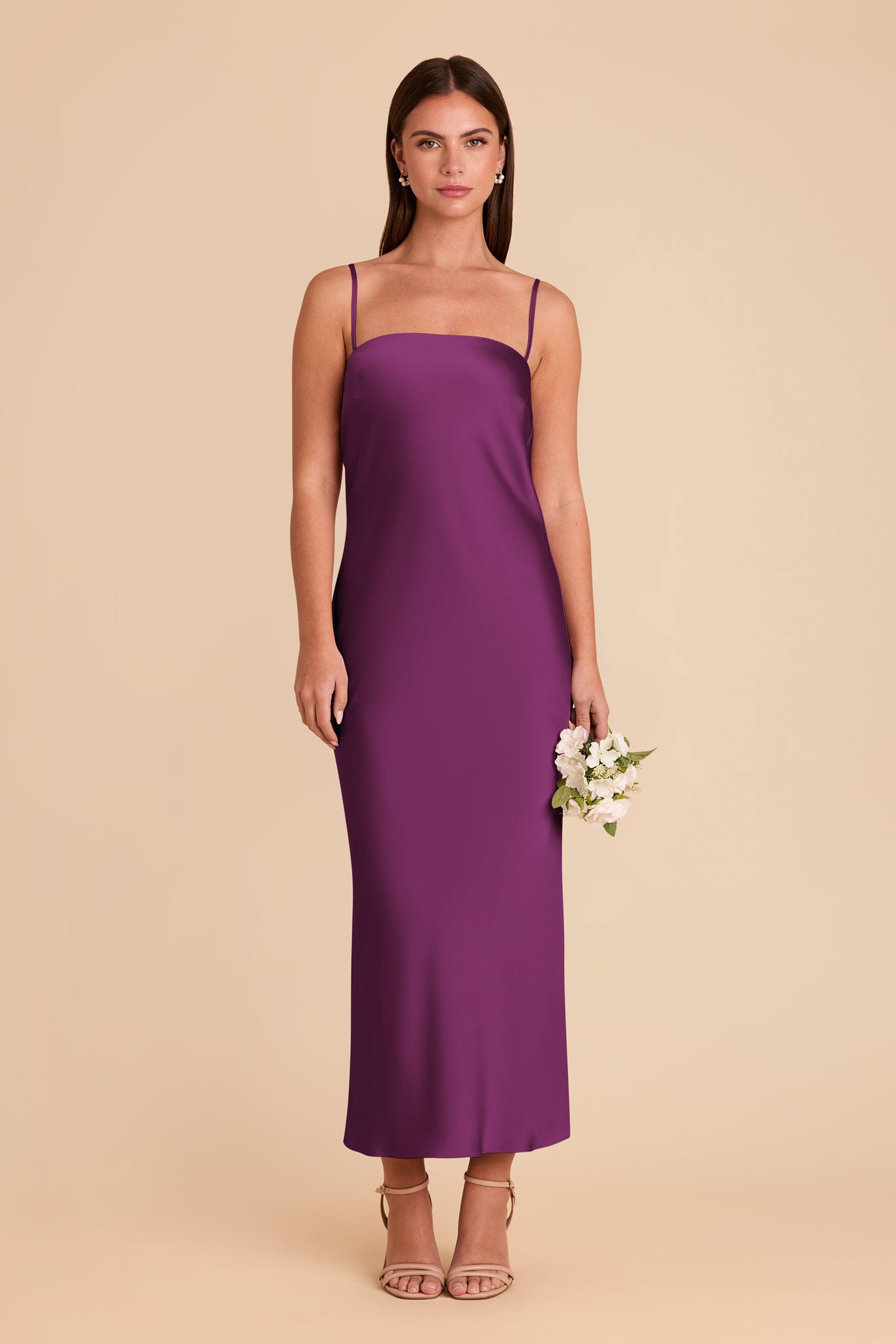 Matte Satin Cowl Back Dress with Removable Straps | Isla Fig