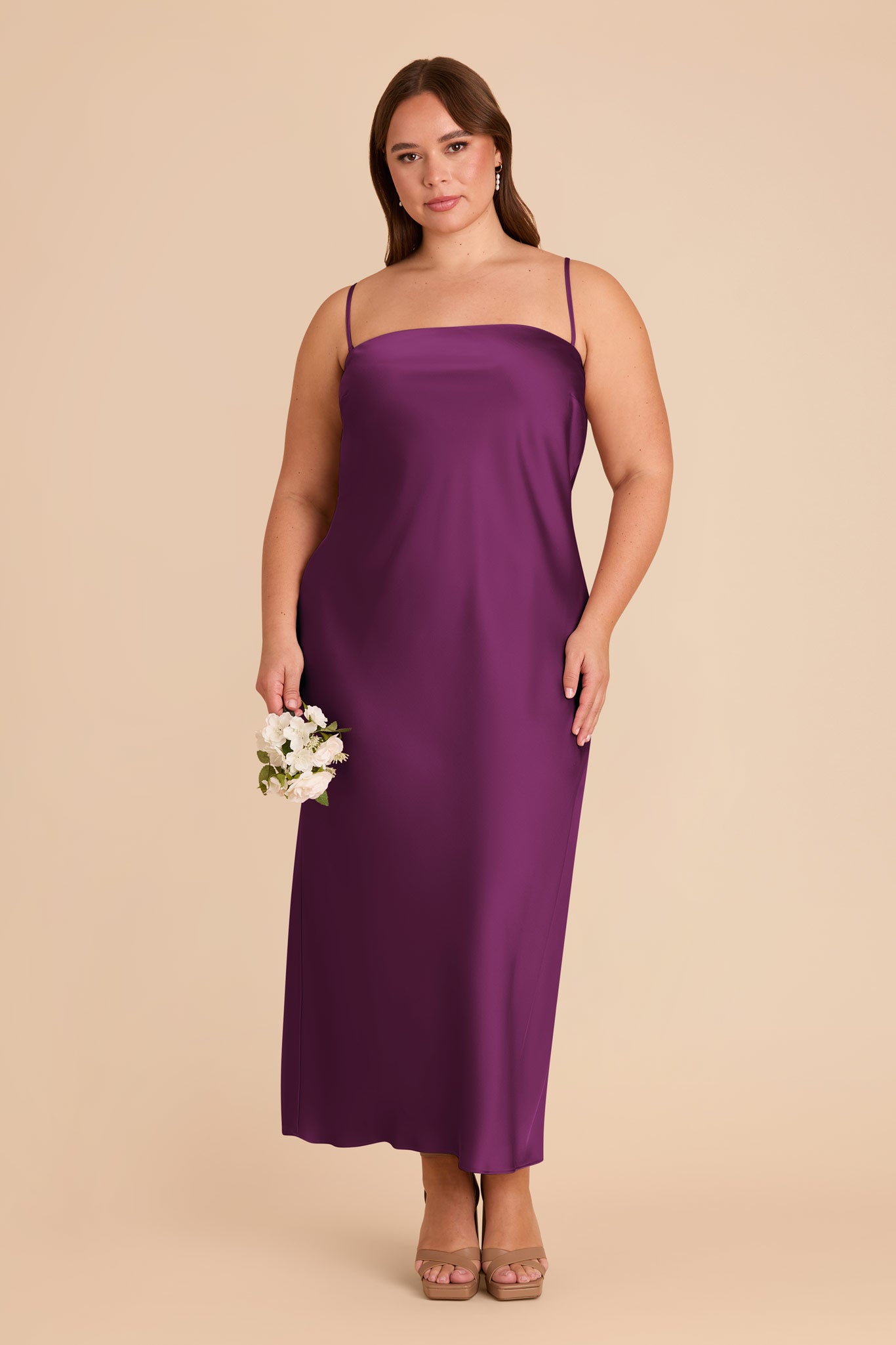 Matte Satin Cowl Back Dress with Removable Straps | Isla Fig
