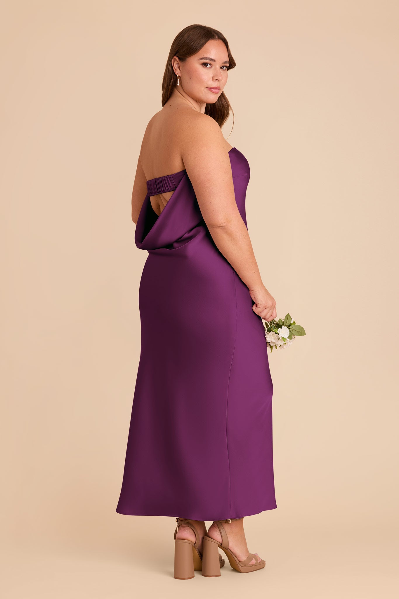 Matte Satin Cowl Back Dress with Removable Straps | Isla Fig