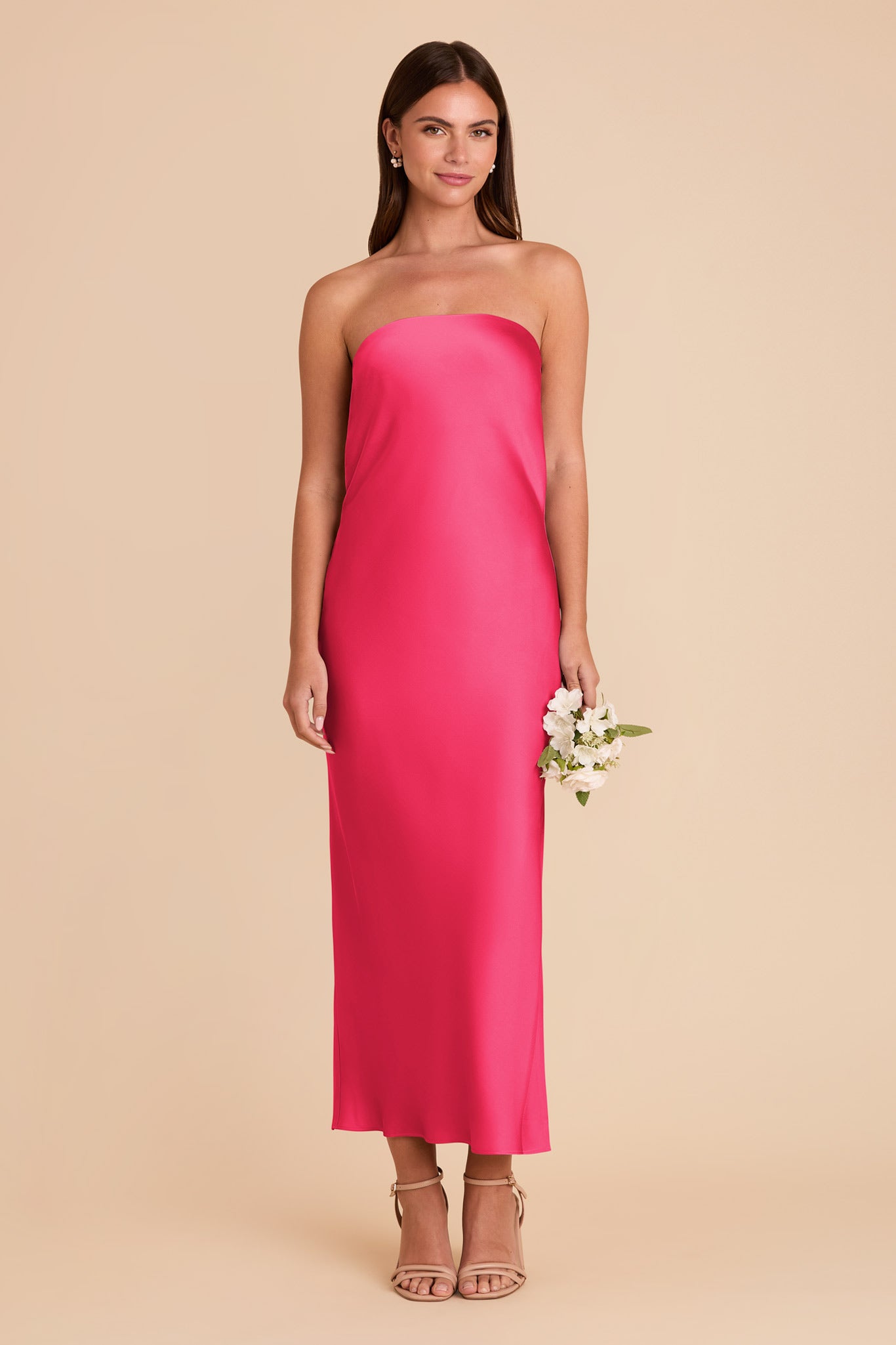 Matte Satin Cowl Back Dress with Removable Straps | Isla Fuchsia