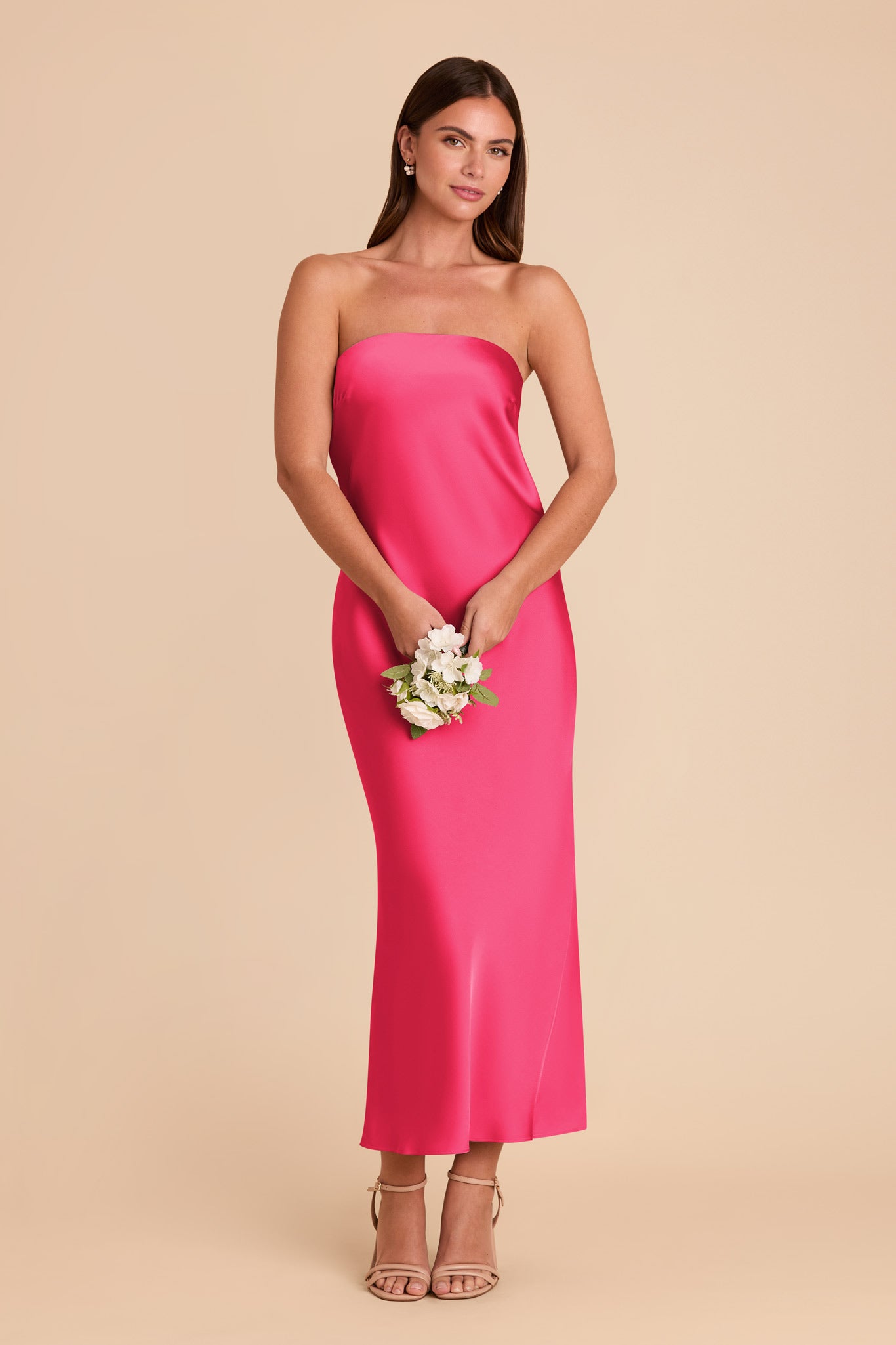 Matte Satin Cowl Back Dress with Removable Straps | Isla Fuchsia
