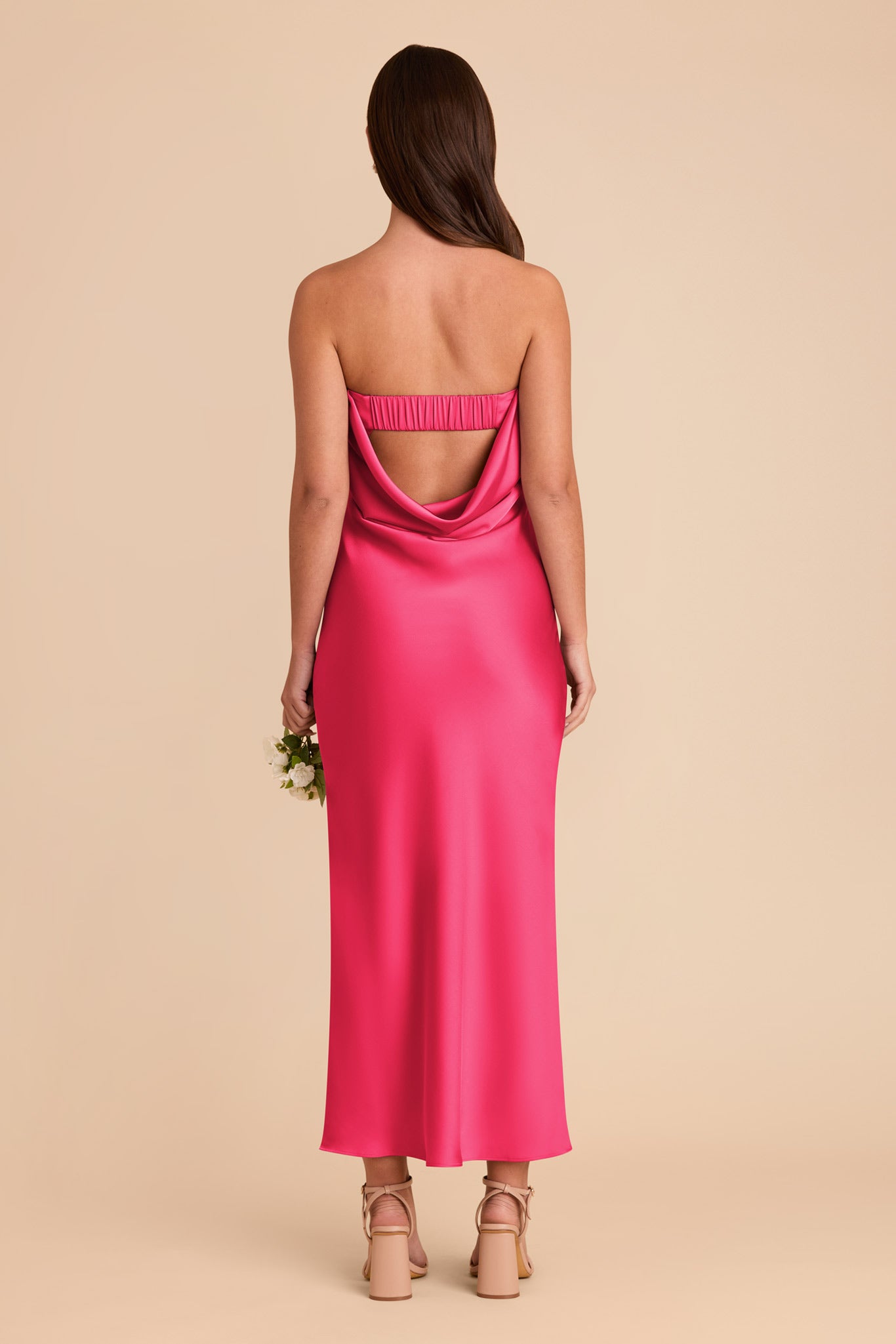 Matte Satin Cowl Back Dress with Removable Straps | Isla Fuchsia