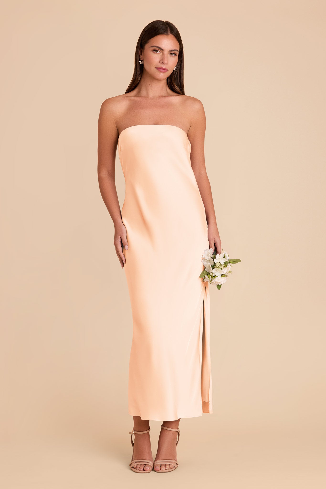 Matte Satin Slip Dress with Cowl Back | Isla Peach Cream