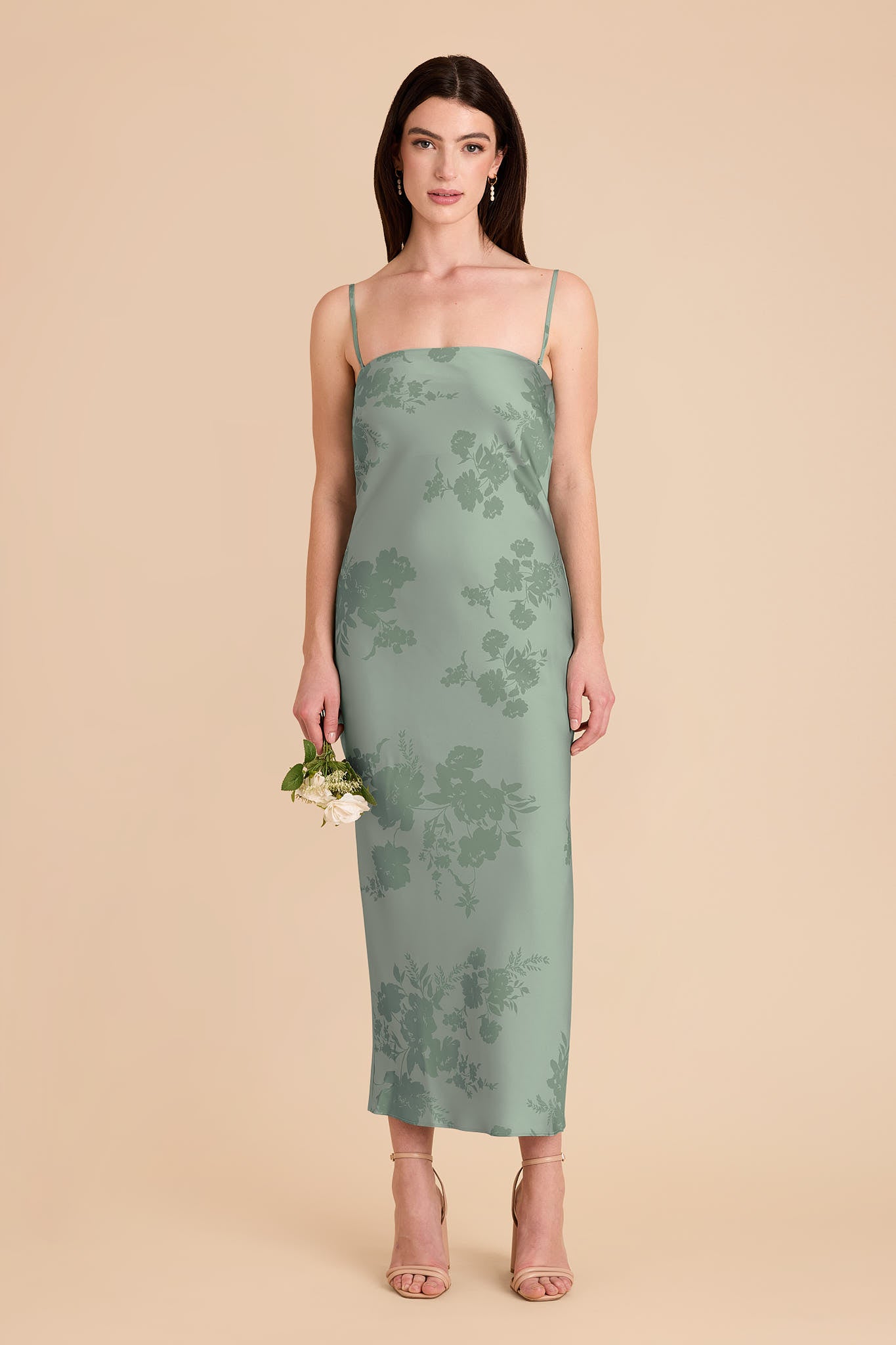Matte Satin Dress with Cowl Back & Removable Straps | Isla Sage Blooms