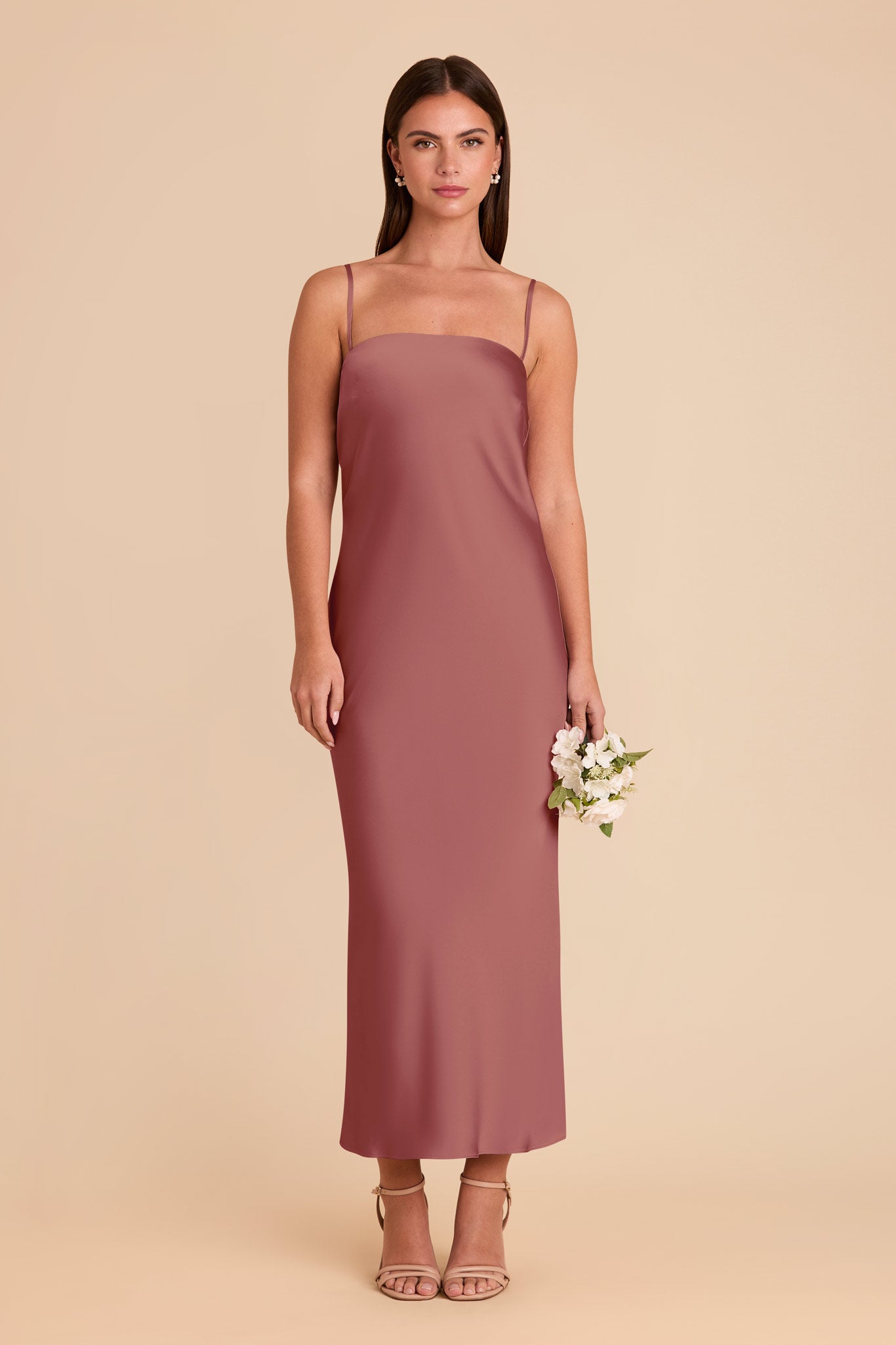 Matte Satin Slip Dress with Cowl Back | Isla Wild Rose