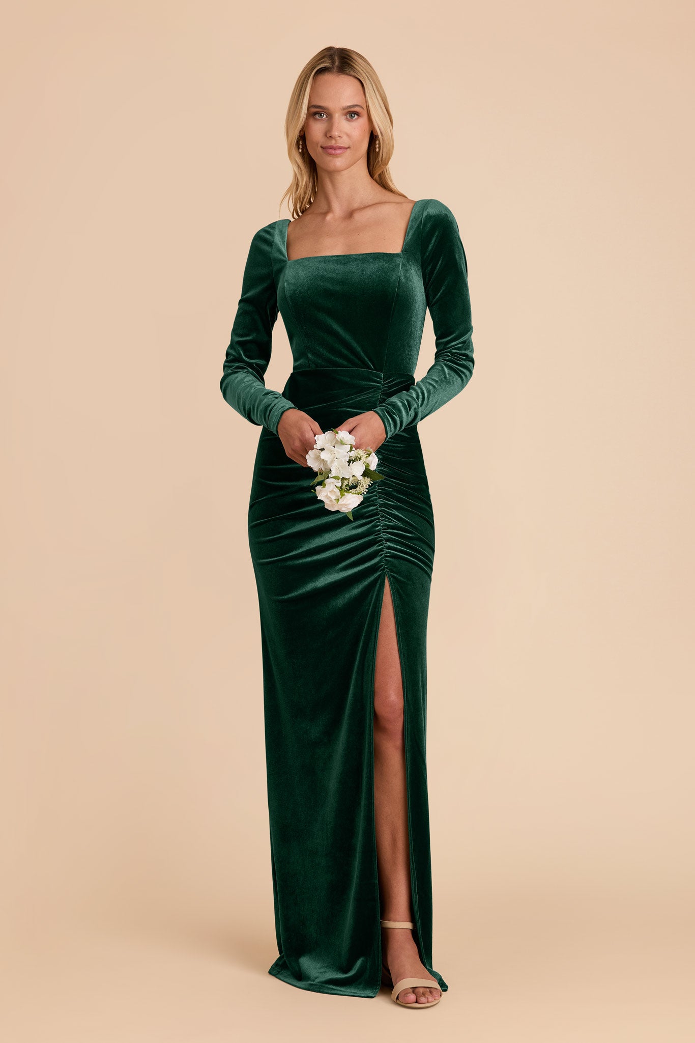 Emerald Green Velvet Long Sleeve Dress | Ivy Velvet