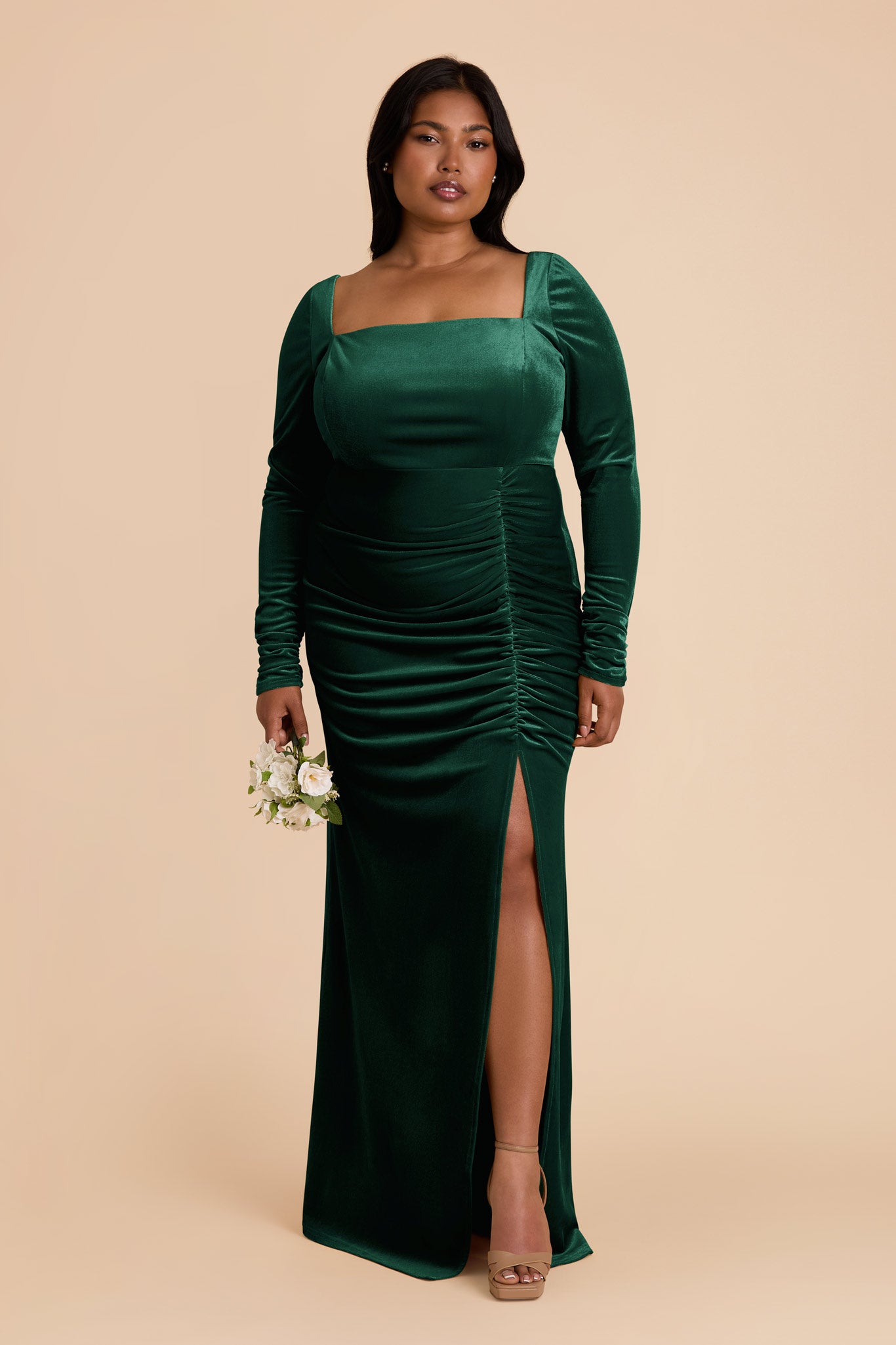 Emerald Green Velvet Long Sleeve Dress | Ivy Velvet