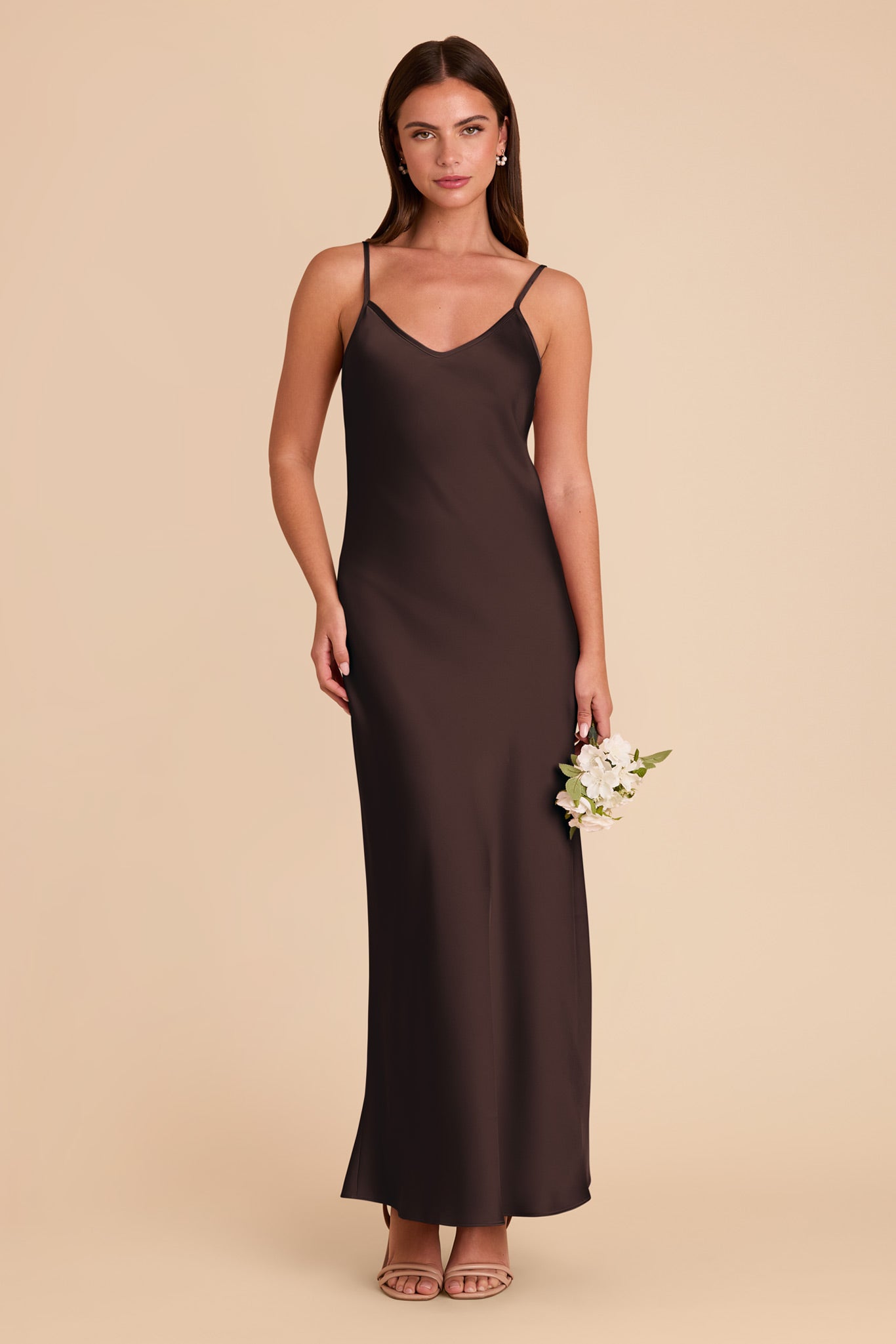 Matte Satin Slip Dress with V-Neck & A-Line Skirt | Alice