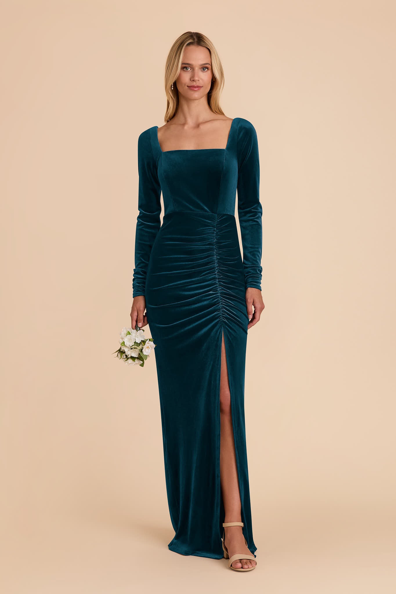 Long Sleeve Velvet Gown with Square Neck | Ivy Velvet Dress