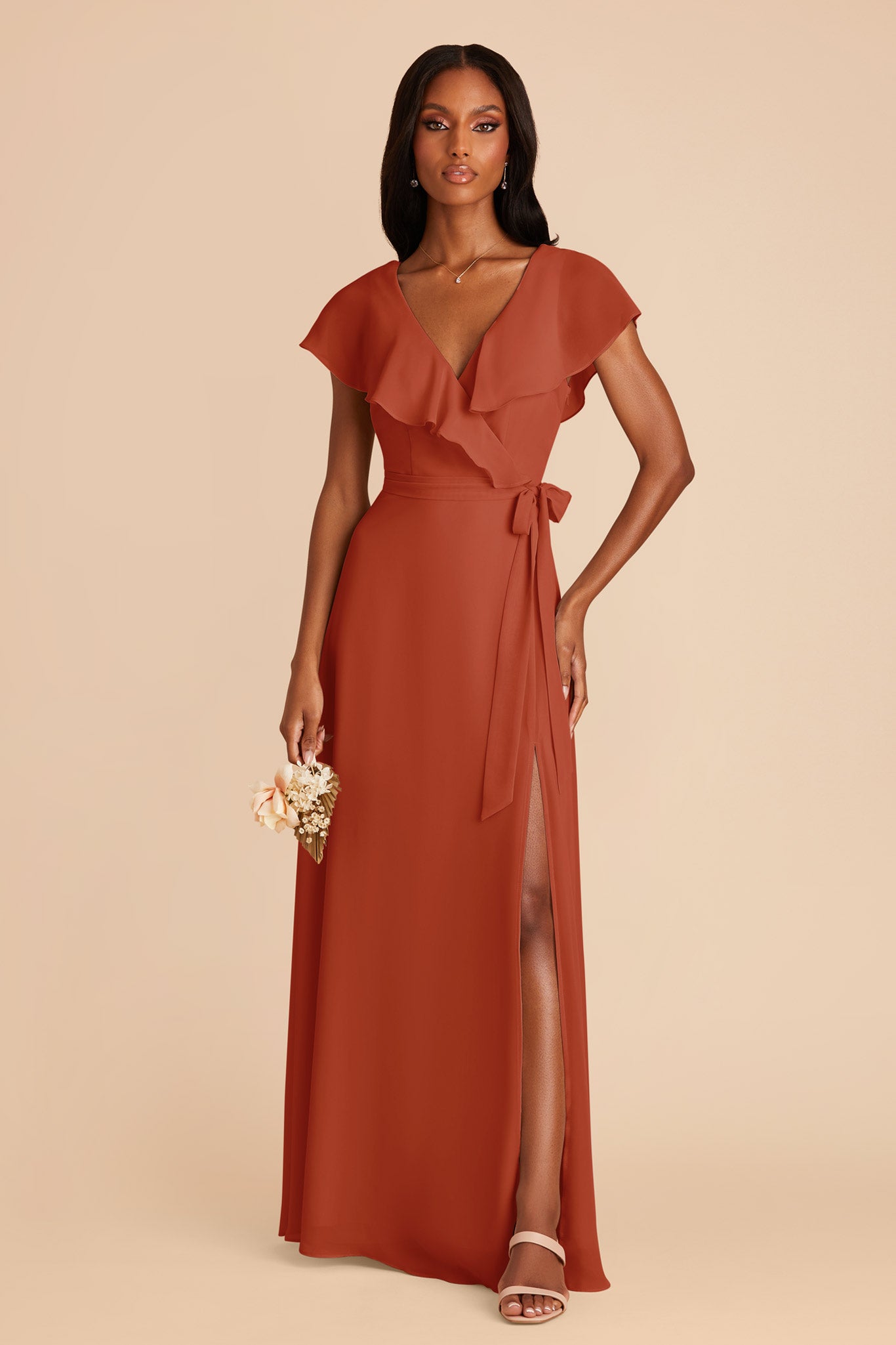 Chiffon Bridesmaid Dress with Flowy Sleeves | Jackson Auburn