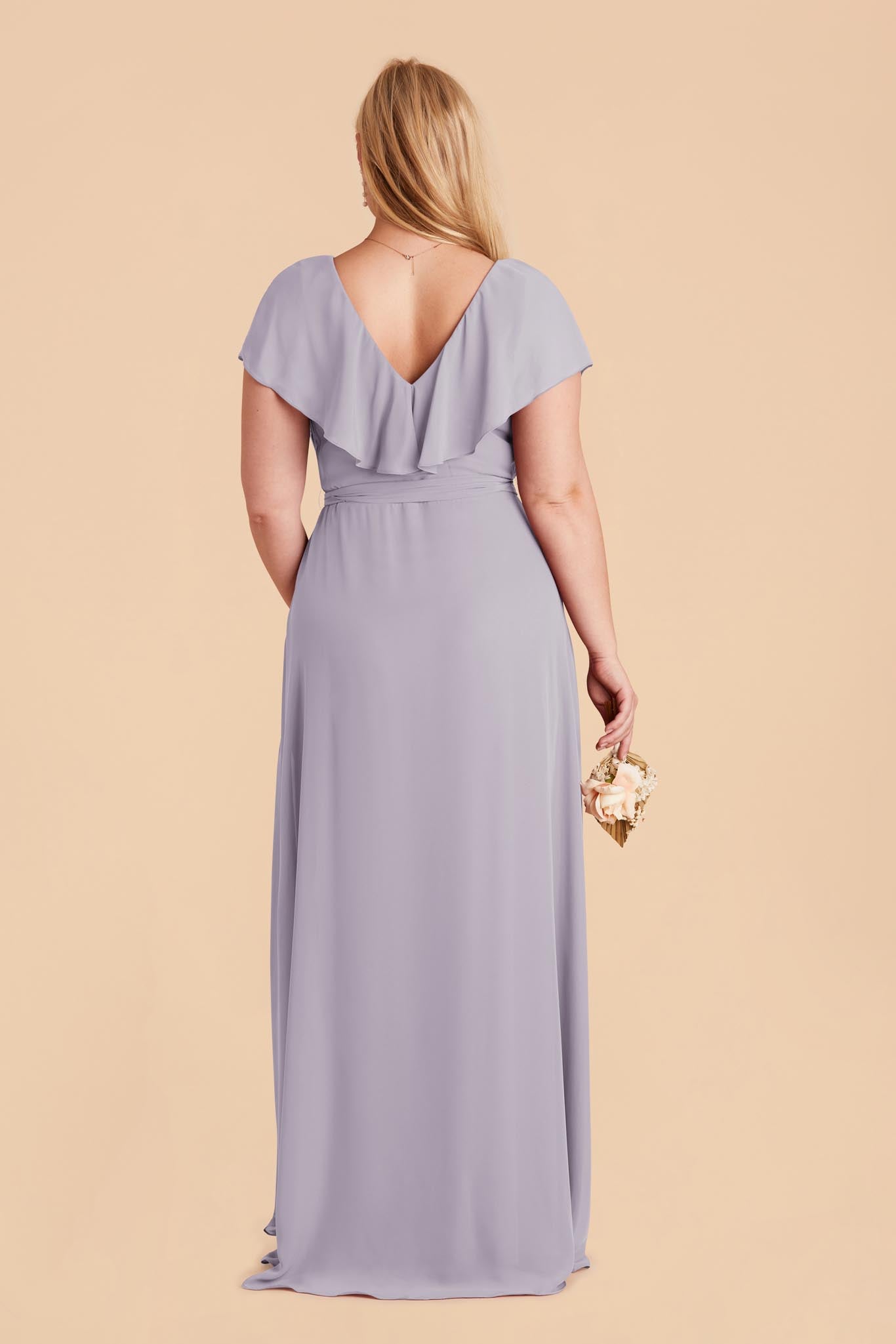 Chiffon Bridesmaid Dress with Flowy Sleeves | Jackson - Dusty Lilac