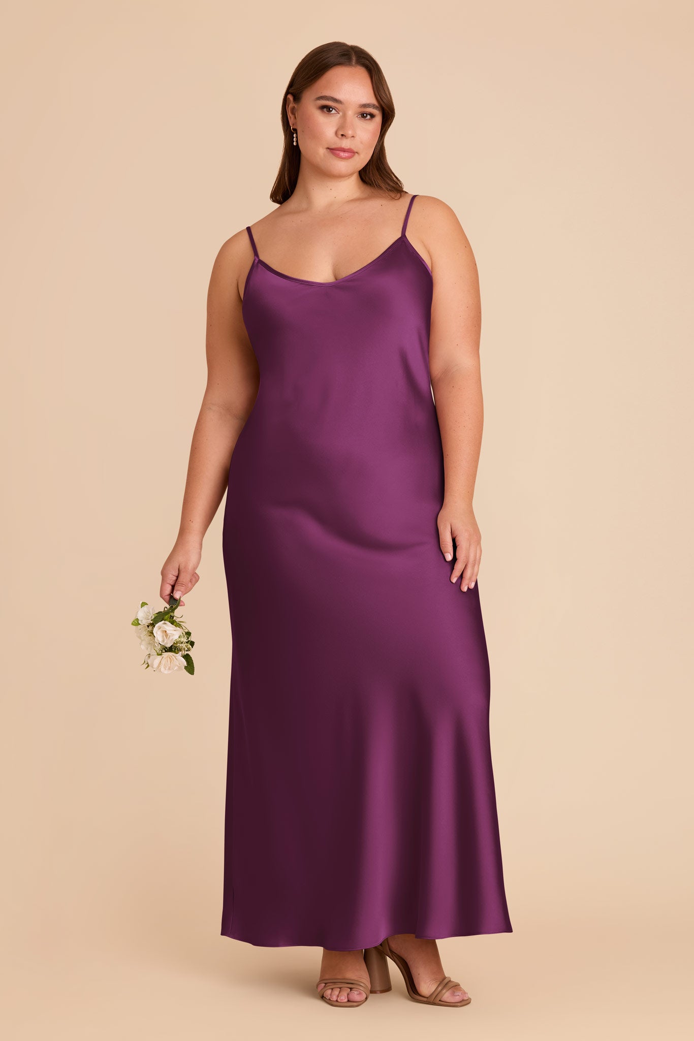 Matte Satin Slip Dress with V-Neck & A-Line Skirt | Alice