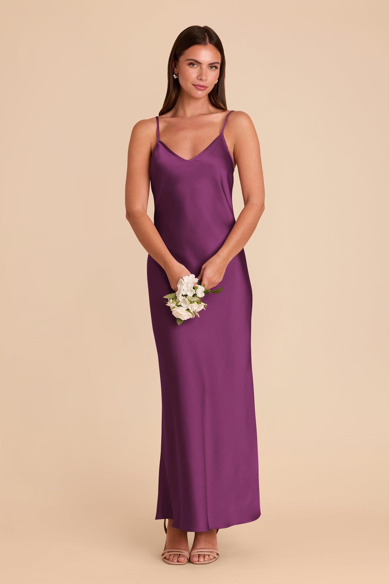 Matte Satin Slip Dress with V-Neck & A-Line Skirt | Alice