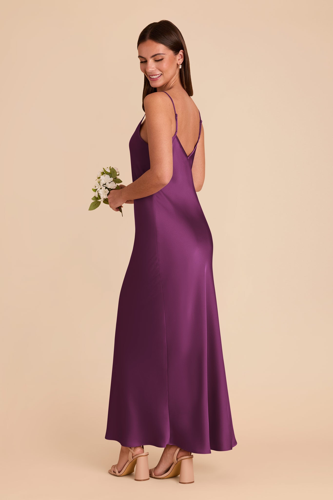 Matte Satin Slip Dress with V-Neck & A-Line Skirt | Alice