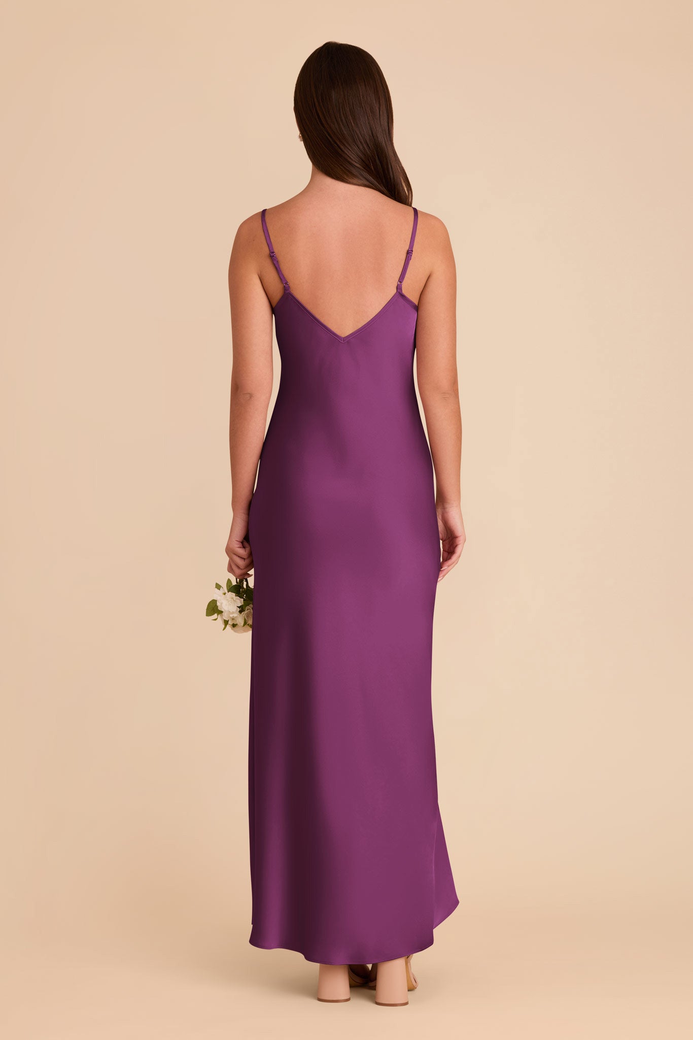 Matte Satin Slip Dress with V-Neck & A-Line Skirt | Alice