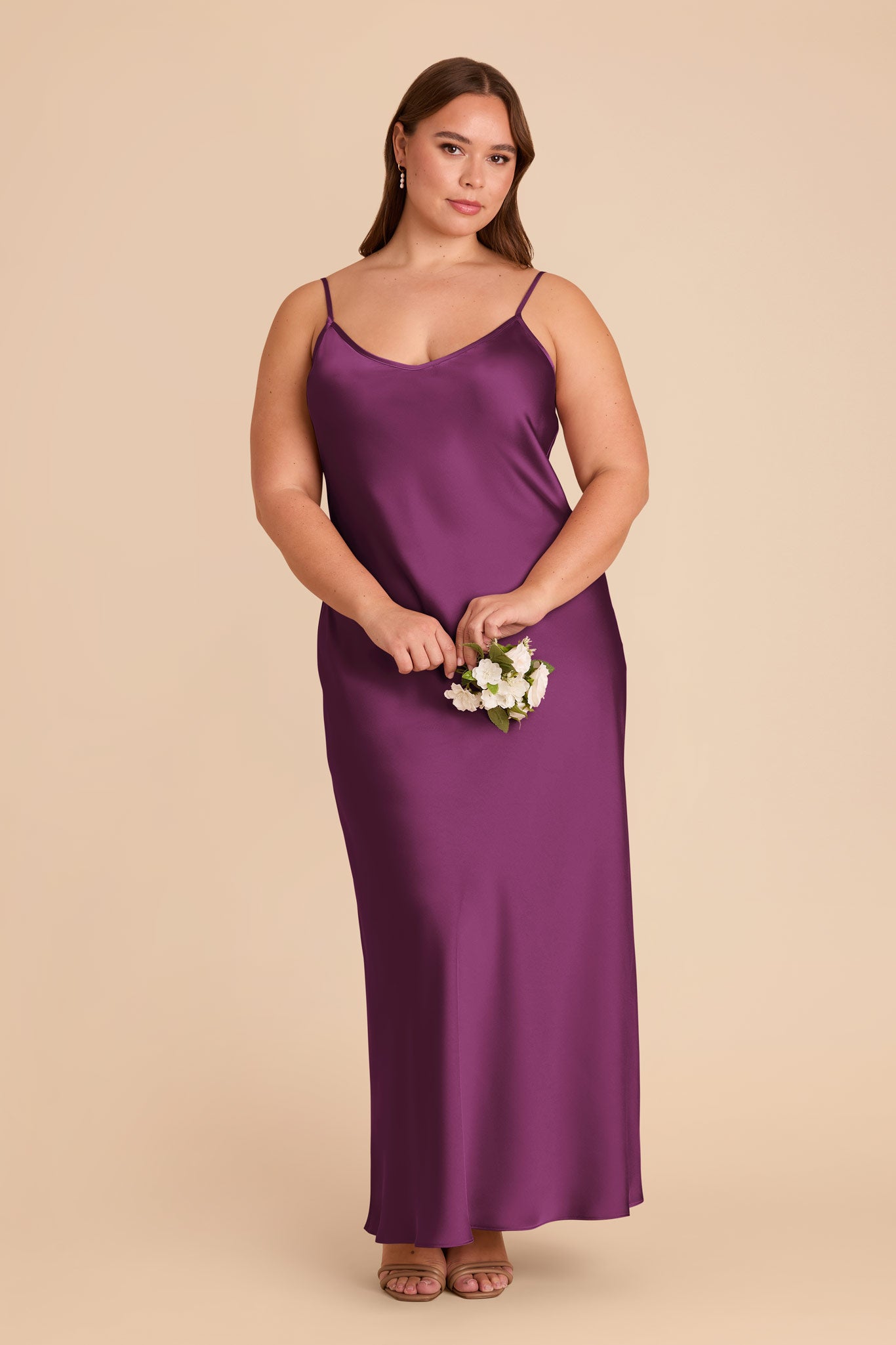 Matte Satin Slip Dress with V-Neck & A-Line Skirt | Alice