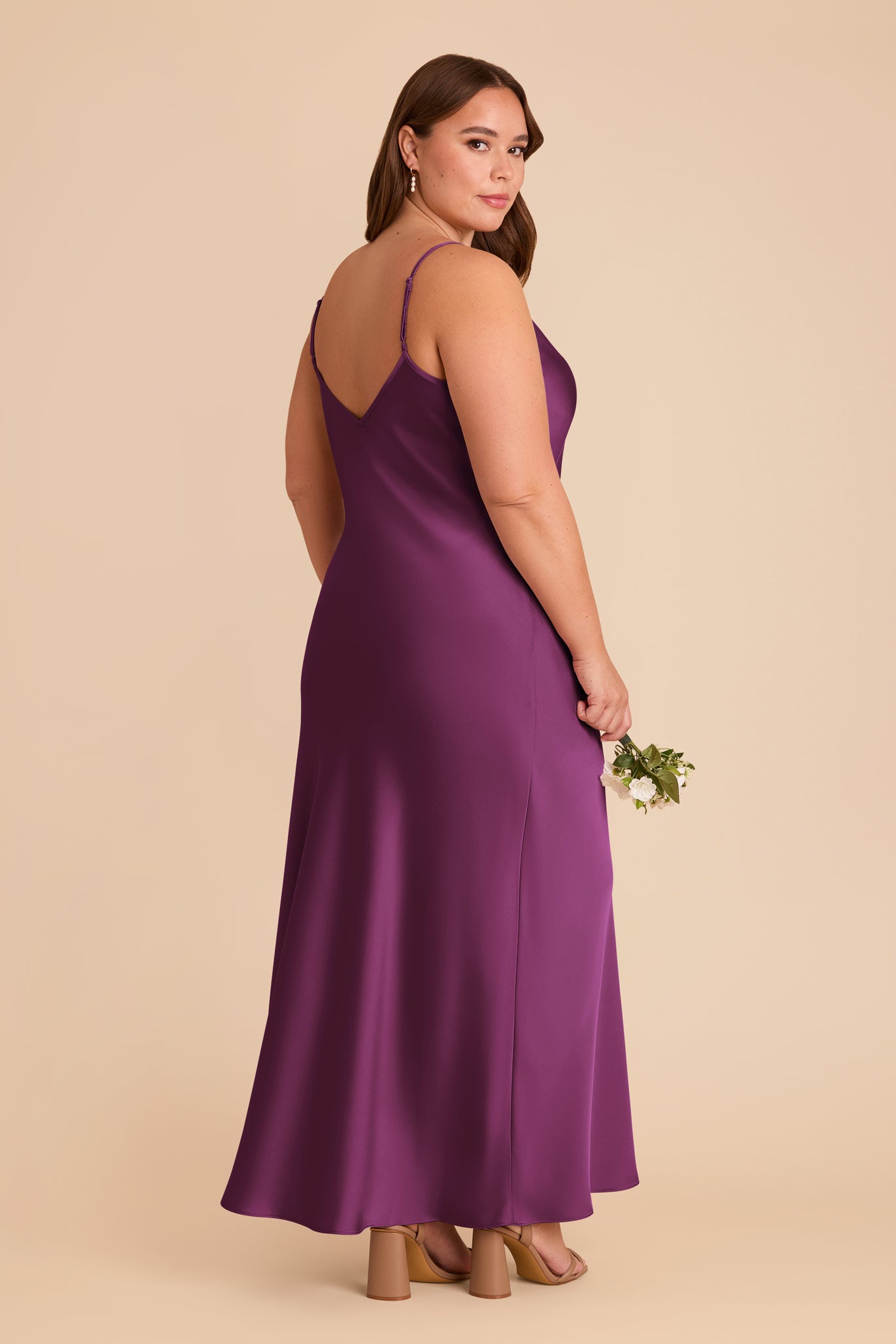 Matte Satin Slip Dress with V-Neck & A-Line Skirt | Alice