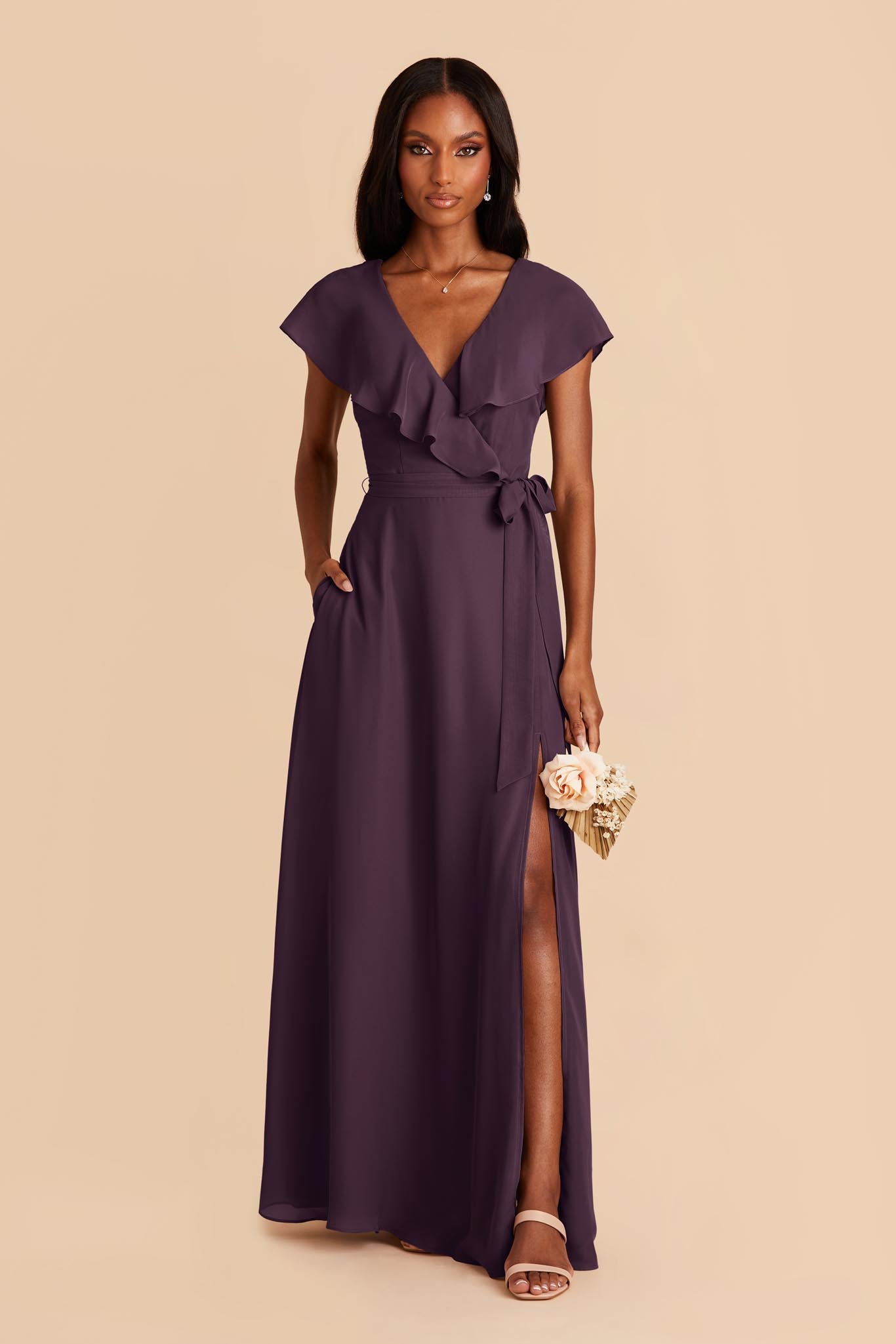 Chiffon Bridesmaid Dress with Romantic Sleeves | Jackson Plum