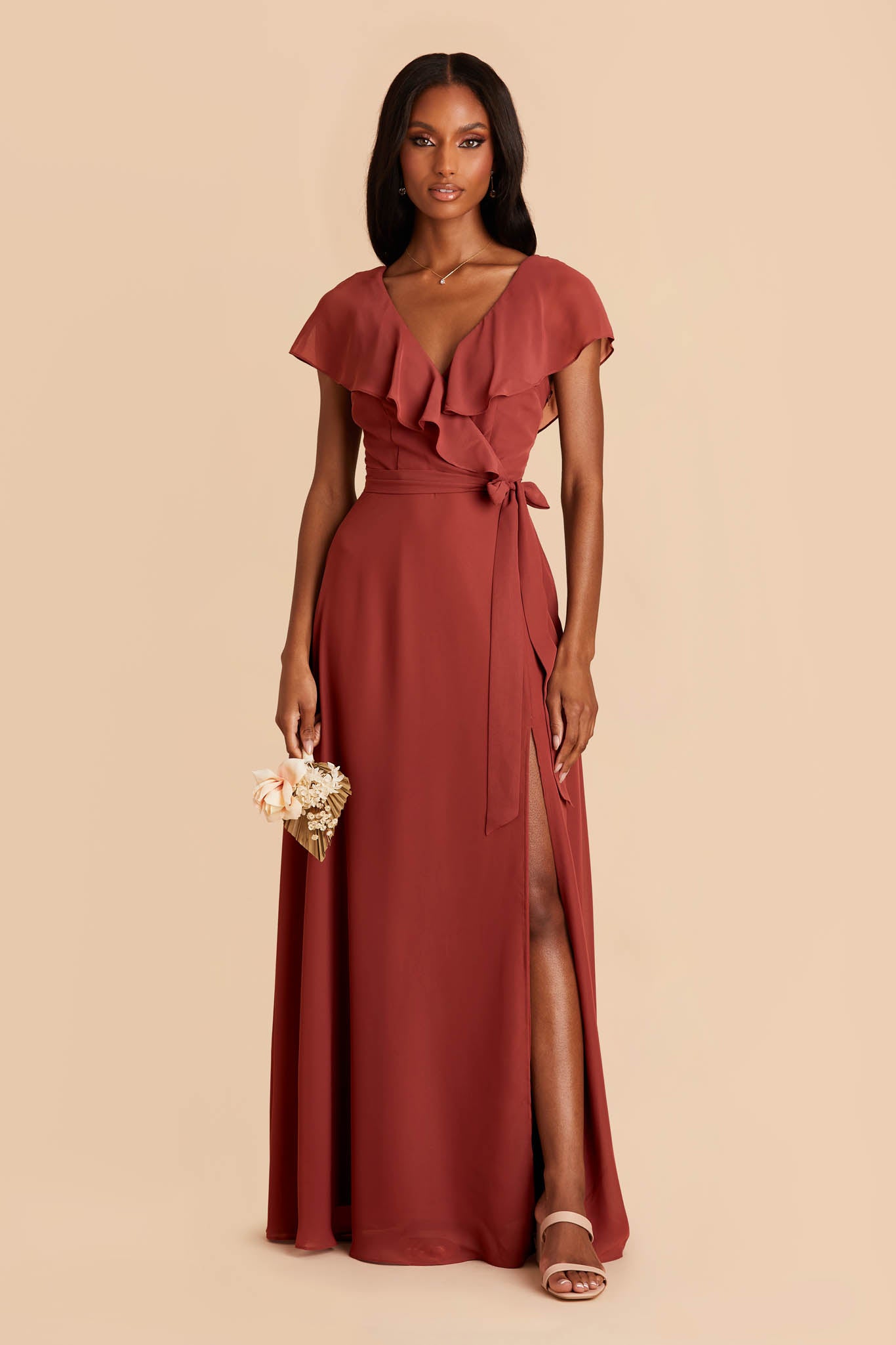 Chiffon Bridesmaid Dress with Flowy Sleeves | Jackson Spice