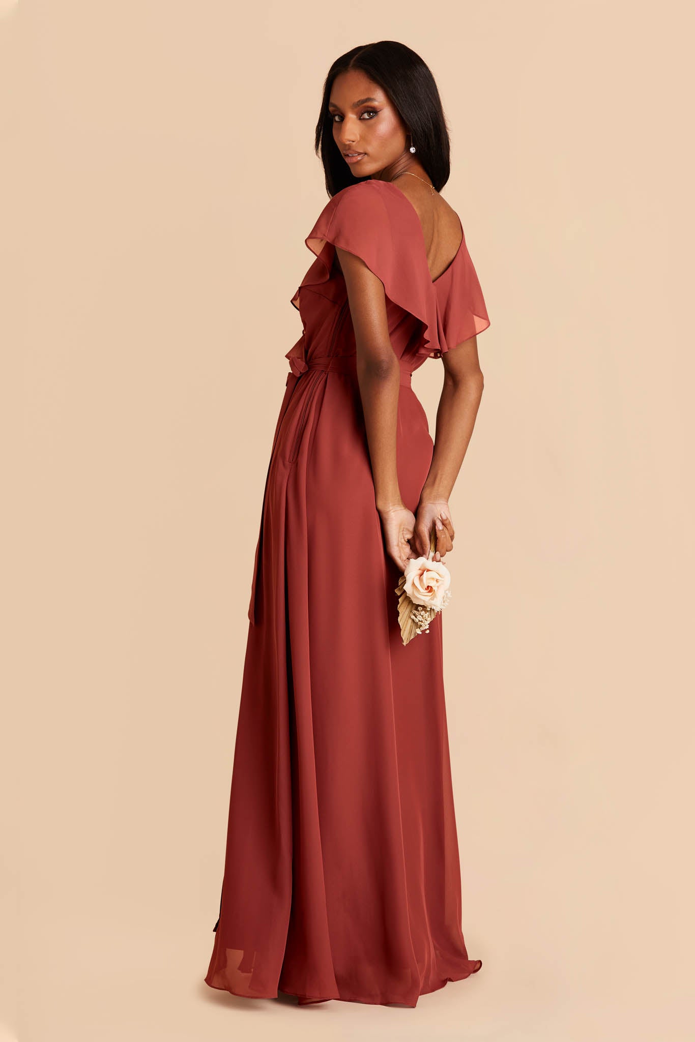 Chiffon Bridesmaid Dress with Flowy Sleeves | Jackson Spice