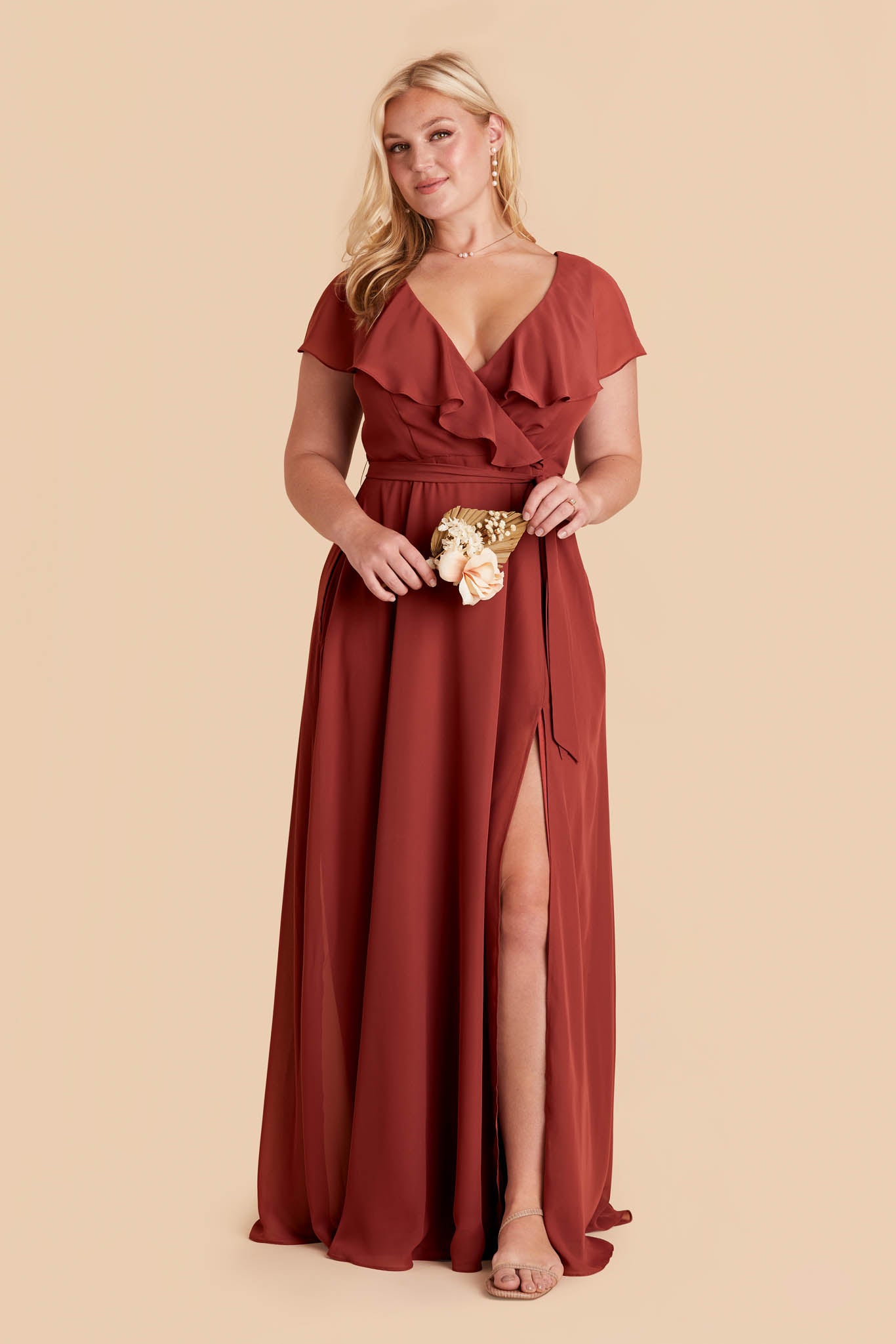 Chiffon Bridesmaid Dress with Flowy Sleeves | Jackson Spice