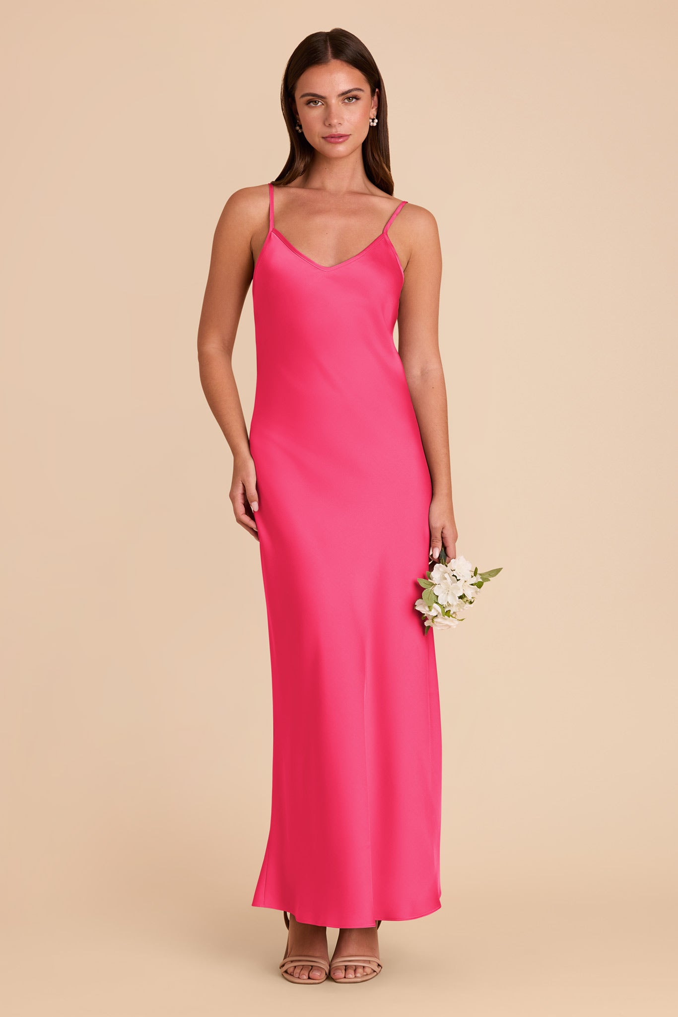 V-Neck Satin Slip Dress with A-Line Skirt | Alice Matte Fuchsia