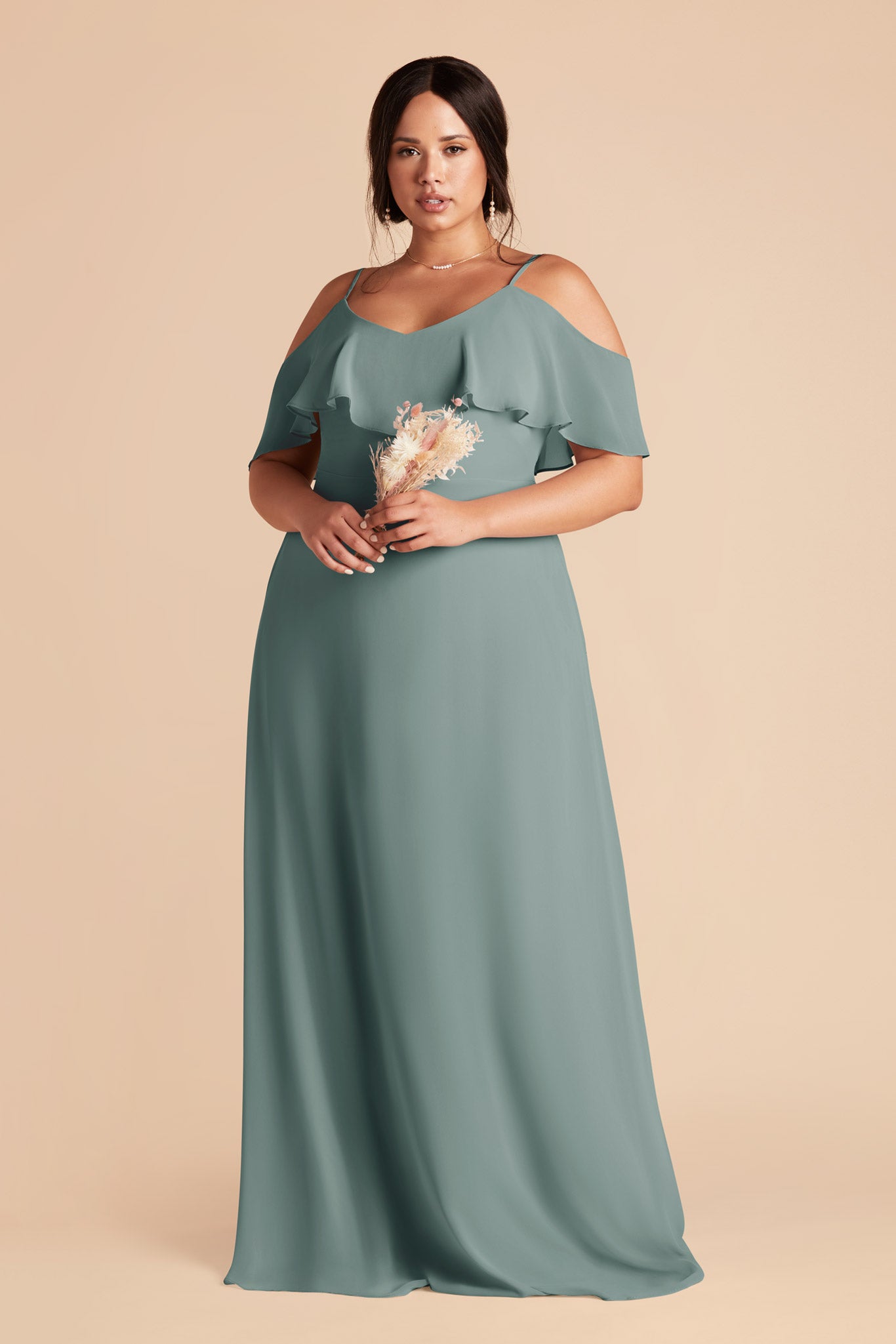 Convertible Bridesmaid Dress with Ruffles - Jane | Sea Glass