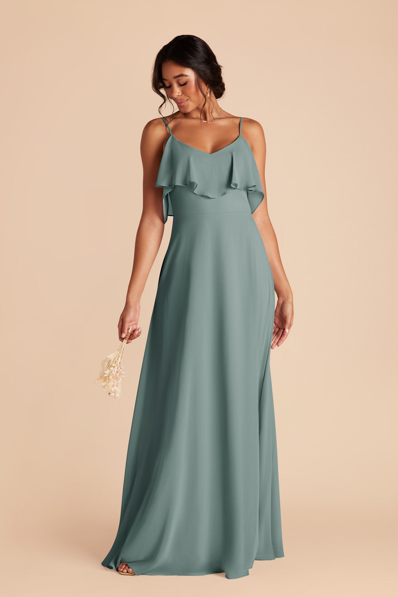 Convertible Bridesmaid Dress with Ruffles - Jane | Sea Glass