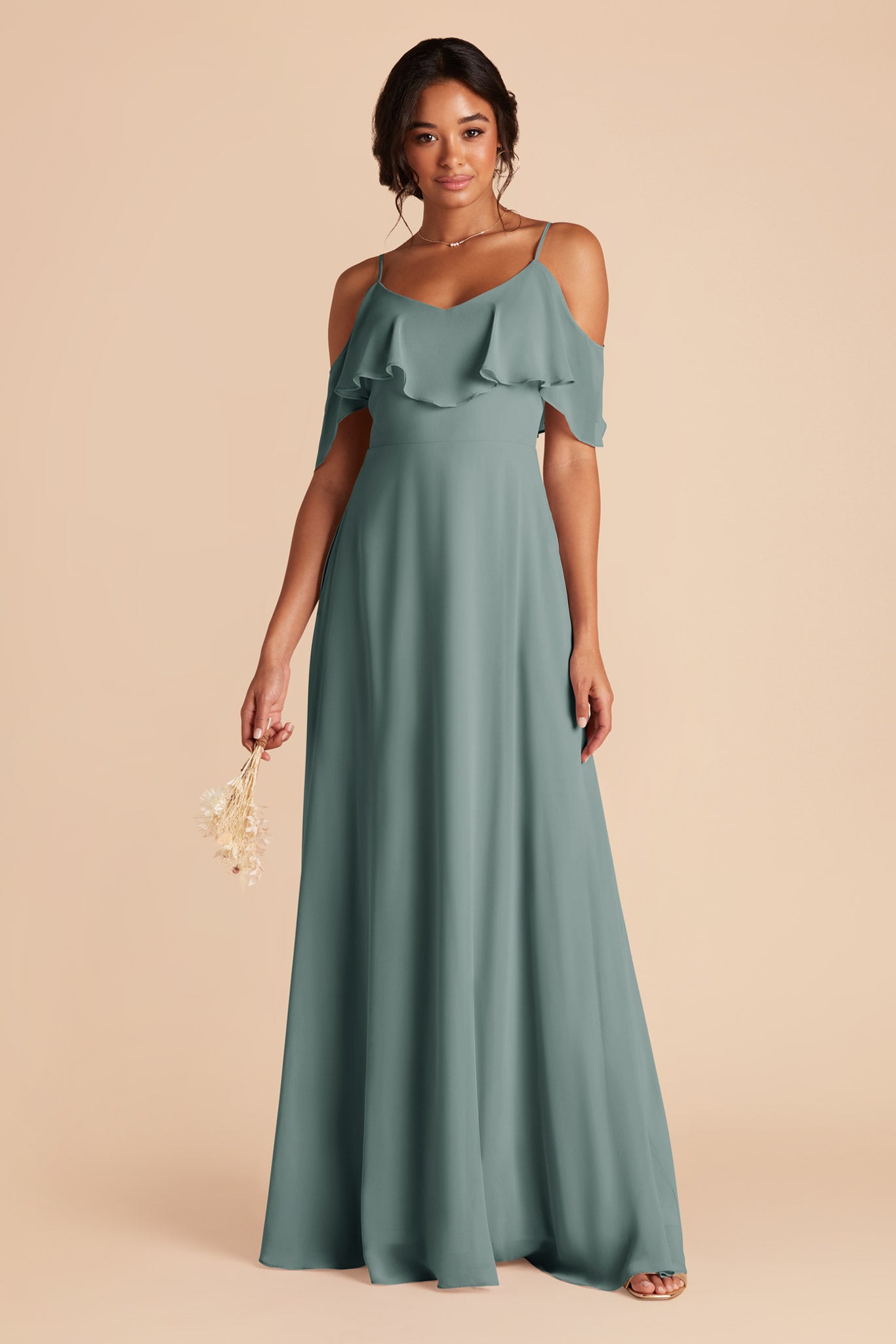 Convertible Bridesmaid Dress with Ruffles - Jane | Sea Glass