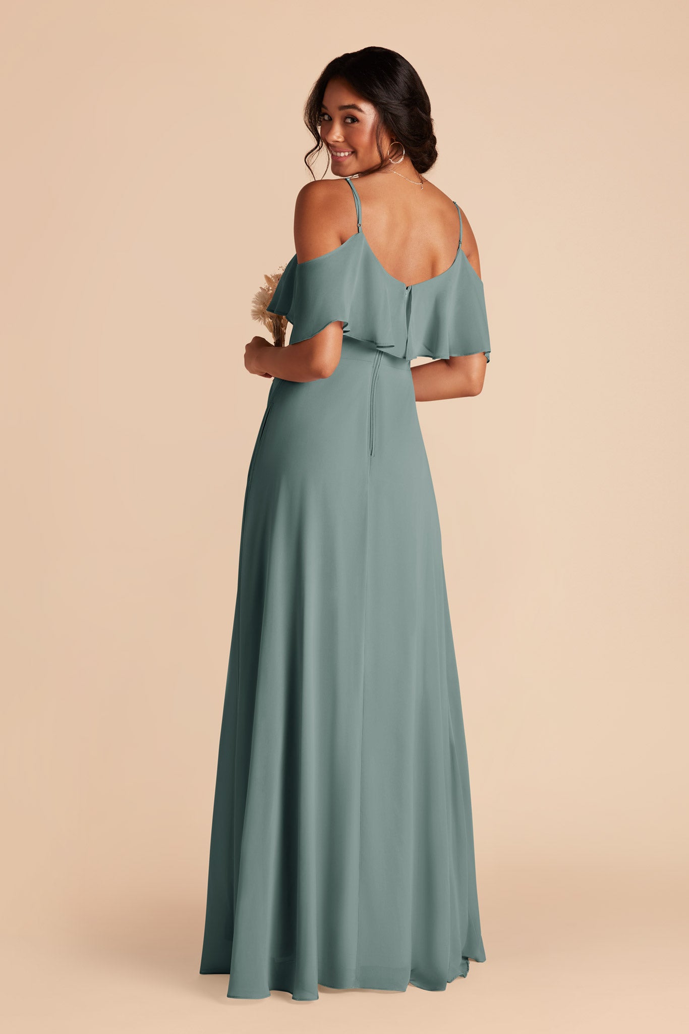 Convertible Bridesmaid Dress with Ruffles - Jane | Sea Glass